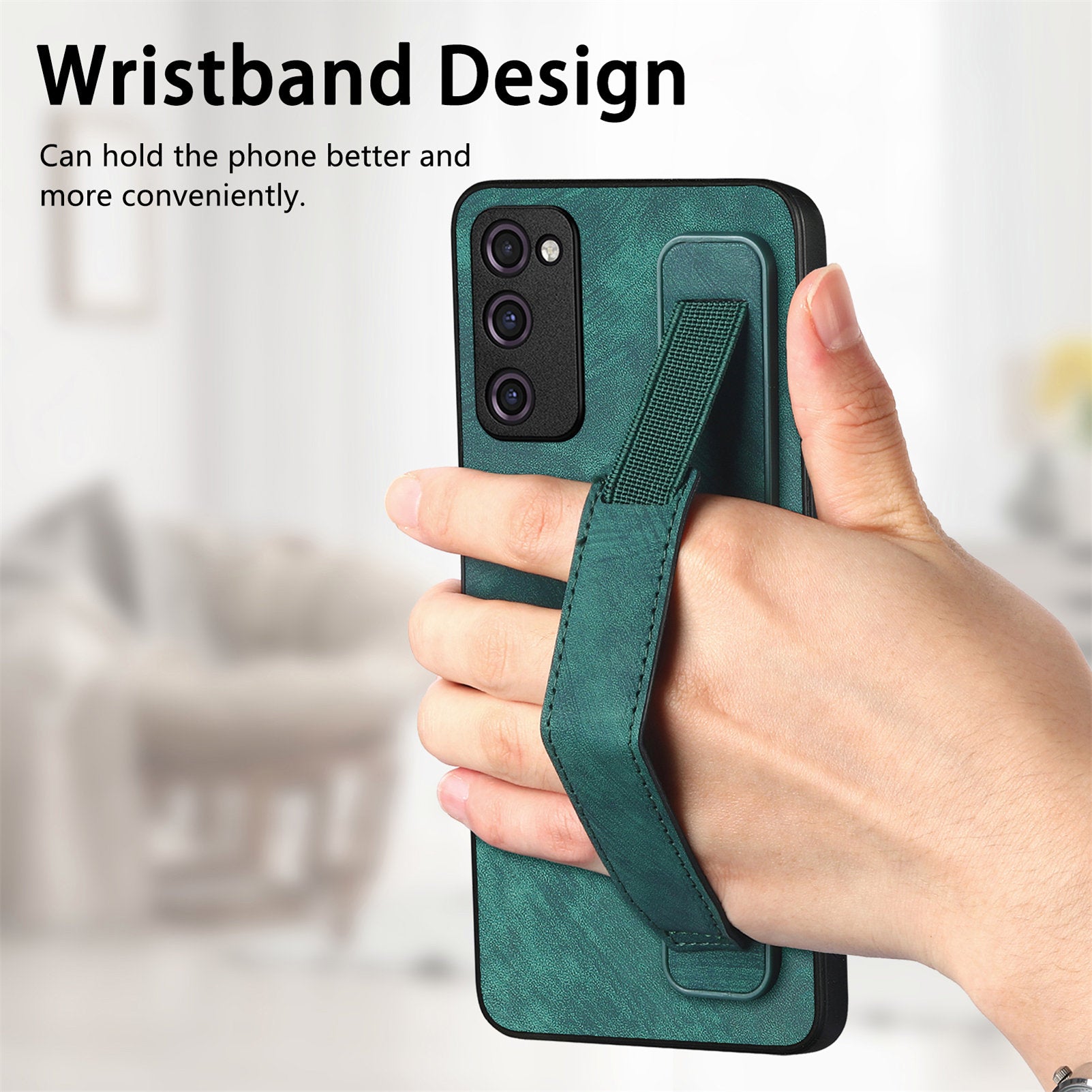 D11 For Samsung Galaxy S20 FE / S20 FE 5G / S20 FE 2022 / S20 Lite Retro Phone Case Wristband Kickstand - Green