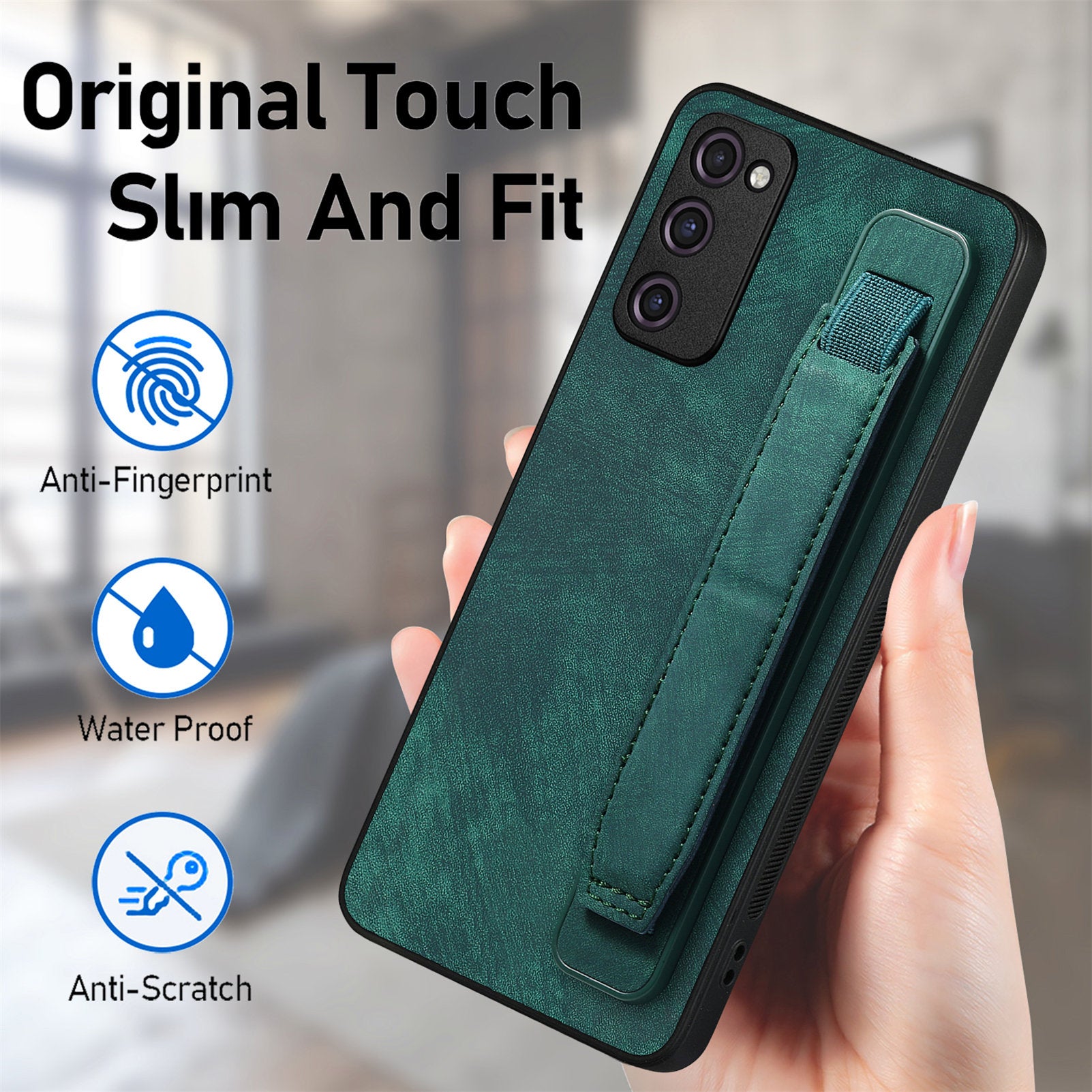 D11 For Samsung Galaxy S20 FE / S20 FE 5G / S20 FE 2022 / S20 Lite Retro Phone Case Wristband Kickstand - Green