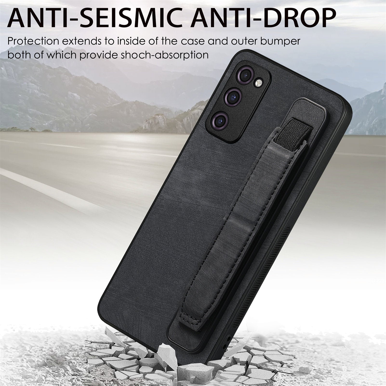 D11 For Samsung Galaxy S20 FE / S20 FE 5G / S20 FE 2022 / S20 Lite Retro Phone Case Wristband Kickstand - Black