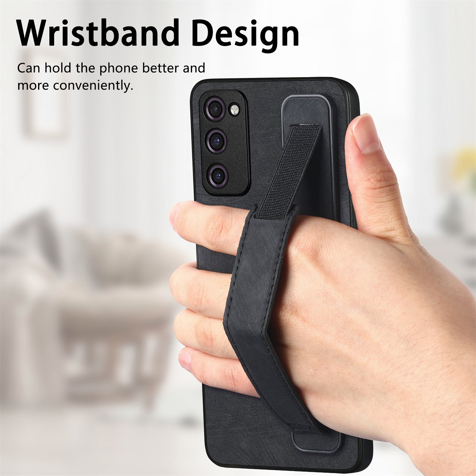 D11 For Samsung Galaxy S20 FE / S20 FE 5G / S20 FE 2022 / S20 Lite Retro Phone Case Wristband Kickstand - Black