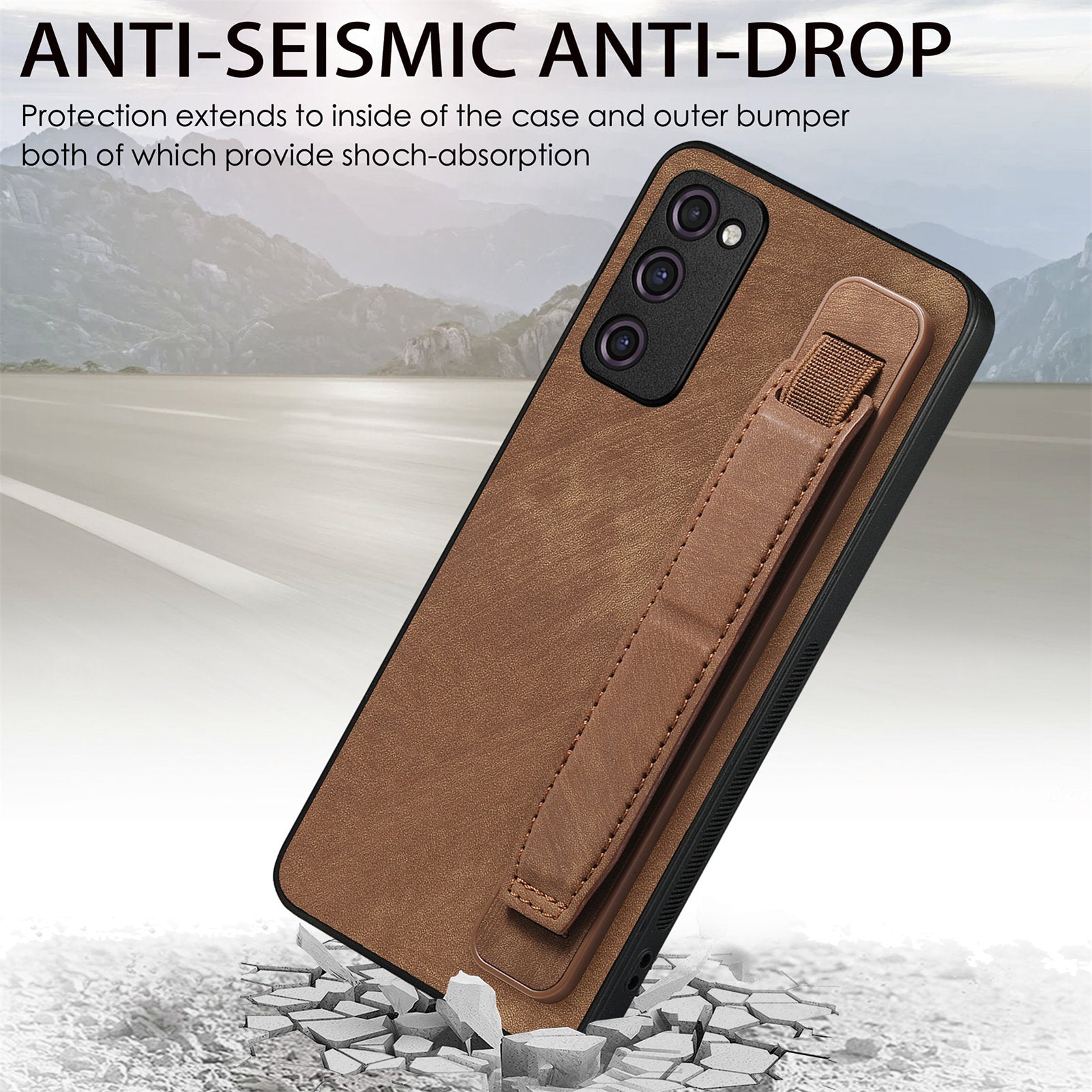 D11 For Samsung Galaxy S20 FE / S20 FE 5G / S20 FE 2022 / S20 Lite Retro Phone Case Wristband Kickstand - Brown