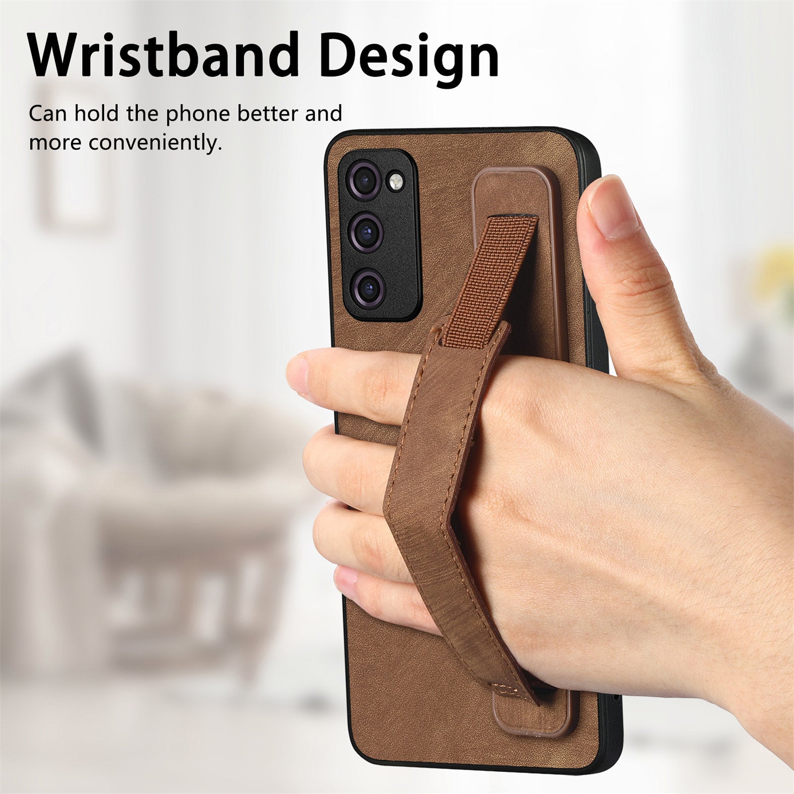 D11 For Samsung Galaxy S20 FE / S20 FE 5G / S20 FE 2022 / S20 Lite Retro Phone Case Wristband Kickstand - Brown