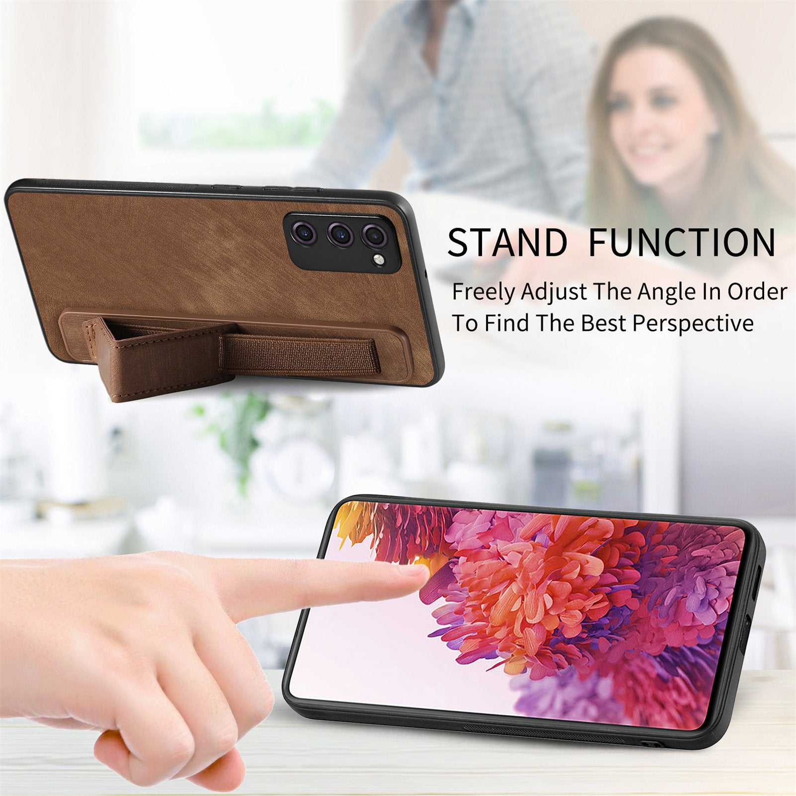 D11 For Samsung Galaxy S20 FE / S20 FE 5G / S20 FE 2022 / S20 Lite Retro Phone Case Wristband Kickstand - Brown