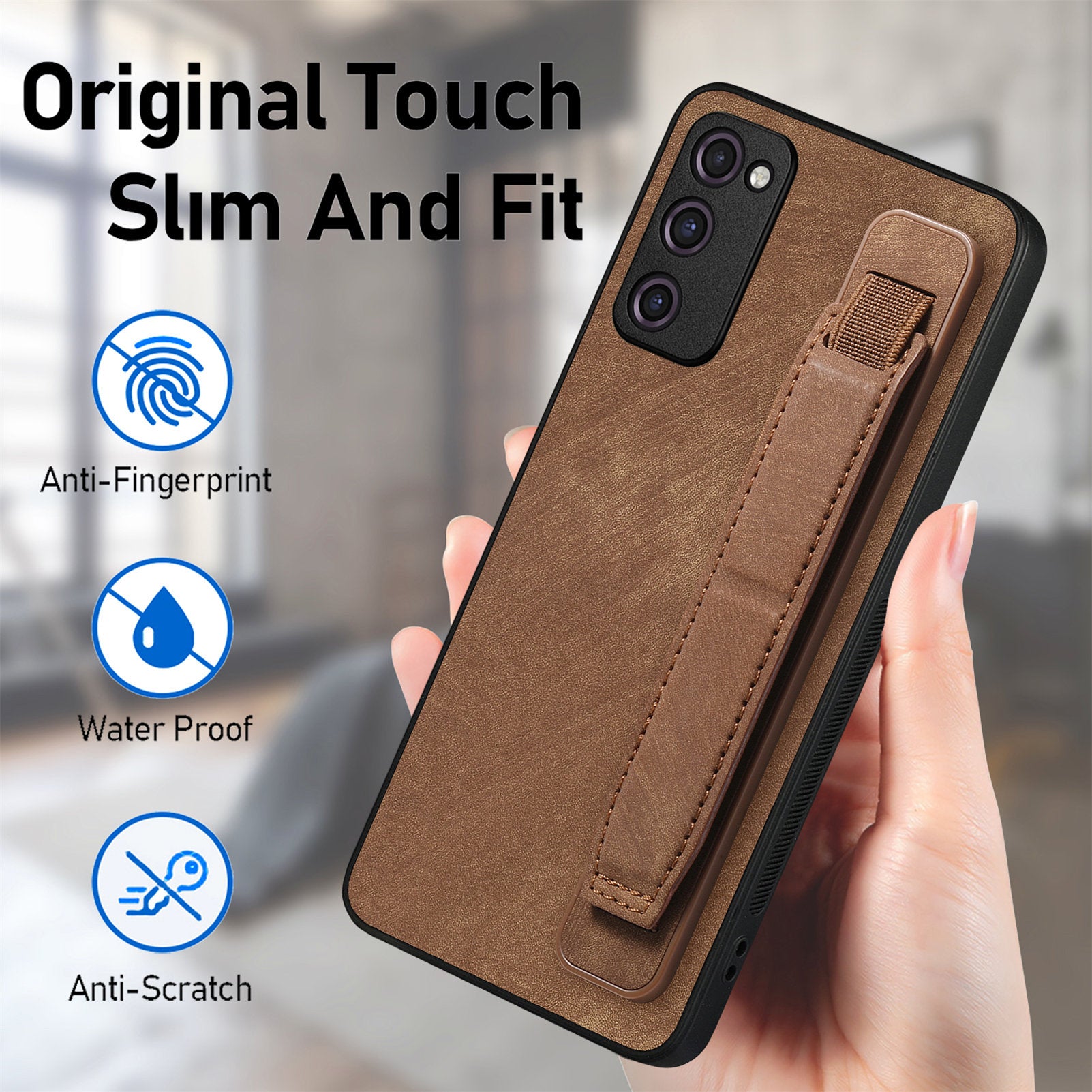 D11 For Samsung Galaxy S20 FE / S20 FE 5G / S20 FE 2022 / S20 Lite Retro Phone Case Wristband Kickstand - Brown