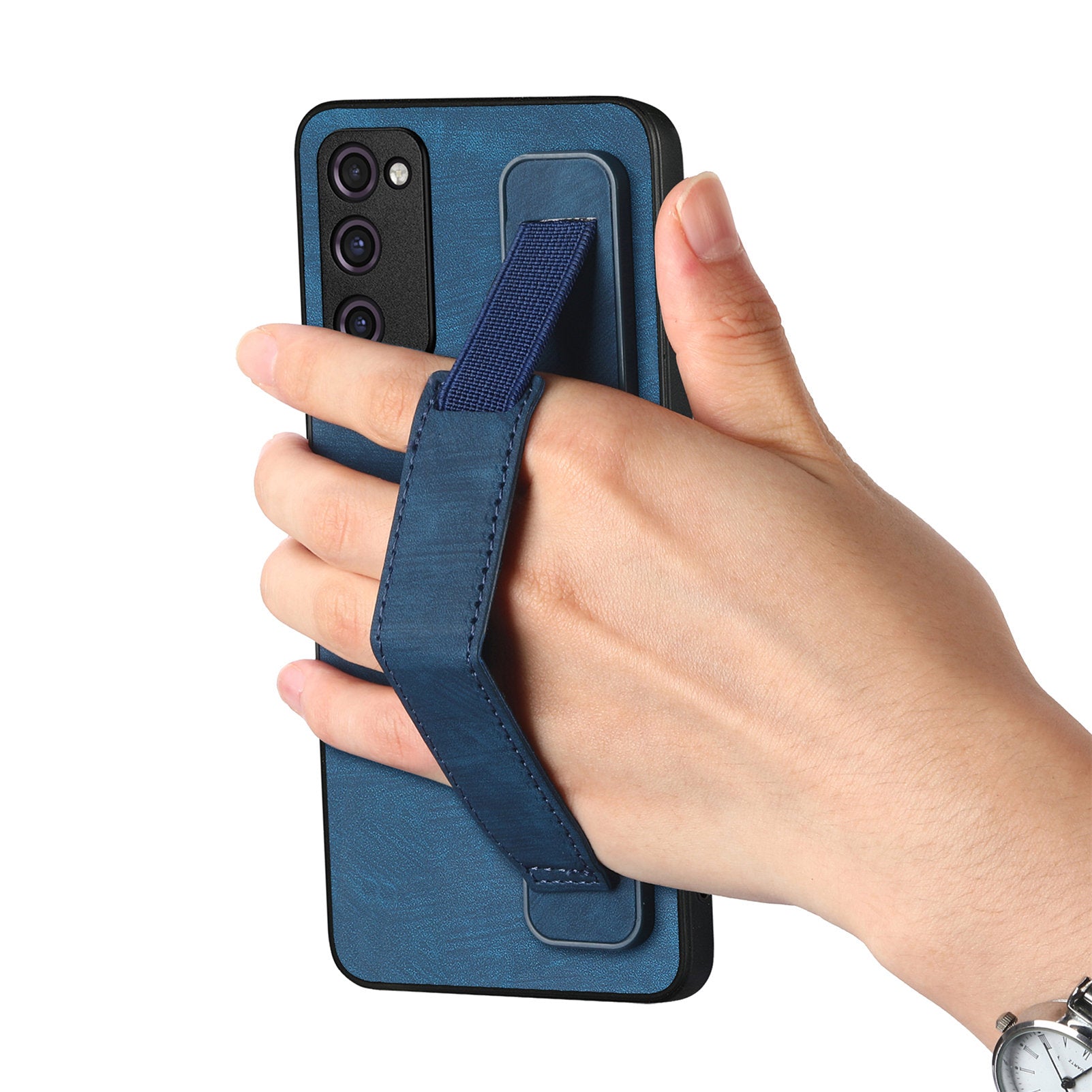 D11 For Samsung Galaxy S20 FE / S20 FE 5G / S20 FE 2022 / S20 Lite Retro Phone Case Wristband Kickstand - Blue