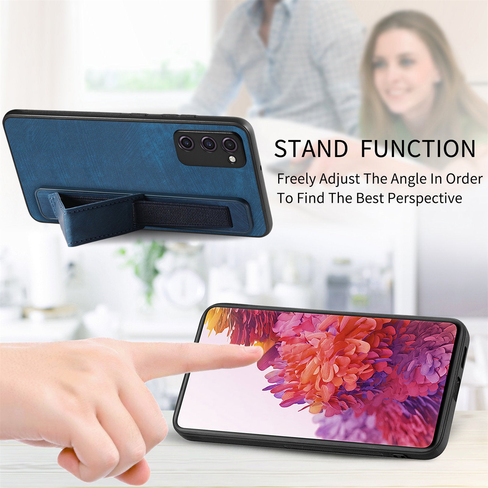 D11 For Samsung Galaxy S20 FE / S20 FE 5G / S20 FE 2022 / S20 Lite Retro Phone Case Wristband Kickstand - Blue