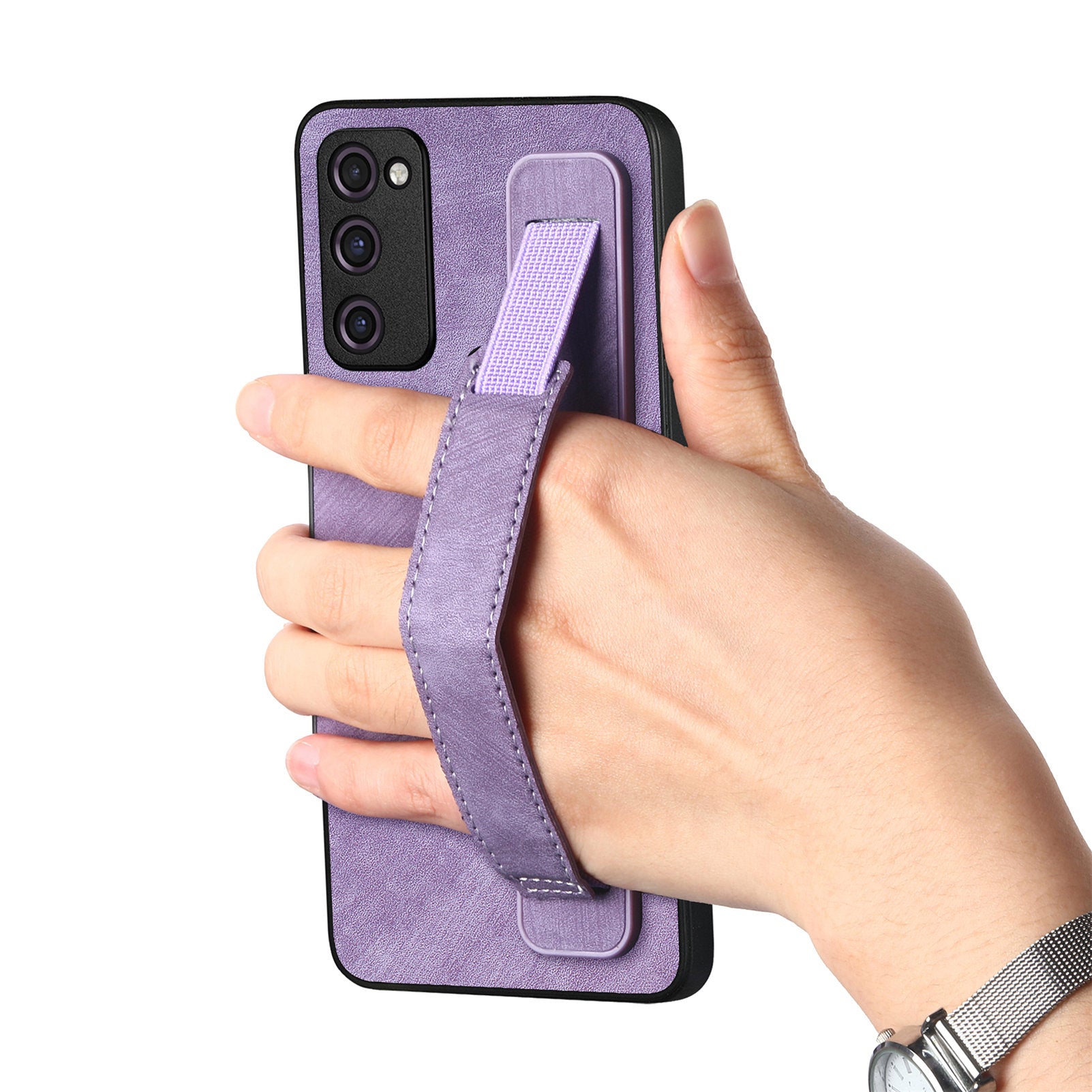 D11 For Samsung Galaxy S20 FE / S20 FE 5G / S20 FE 2022 / S20 Lite Retro Phone Case Wristband Kickstand - Purple