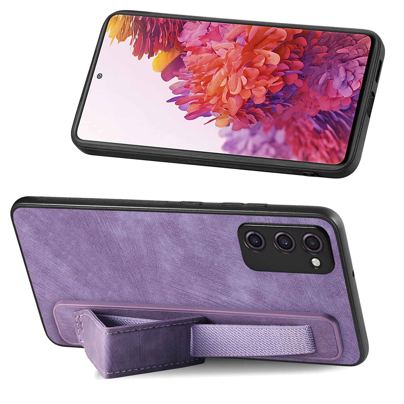 D11 For Samsung Galaxy S20 FE / S20 FE 5G / S20 FE 2022 / S20 Lite Retro Phone Case Wristband Kickstand - Purple