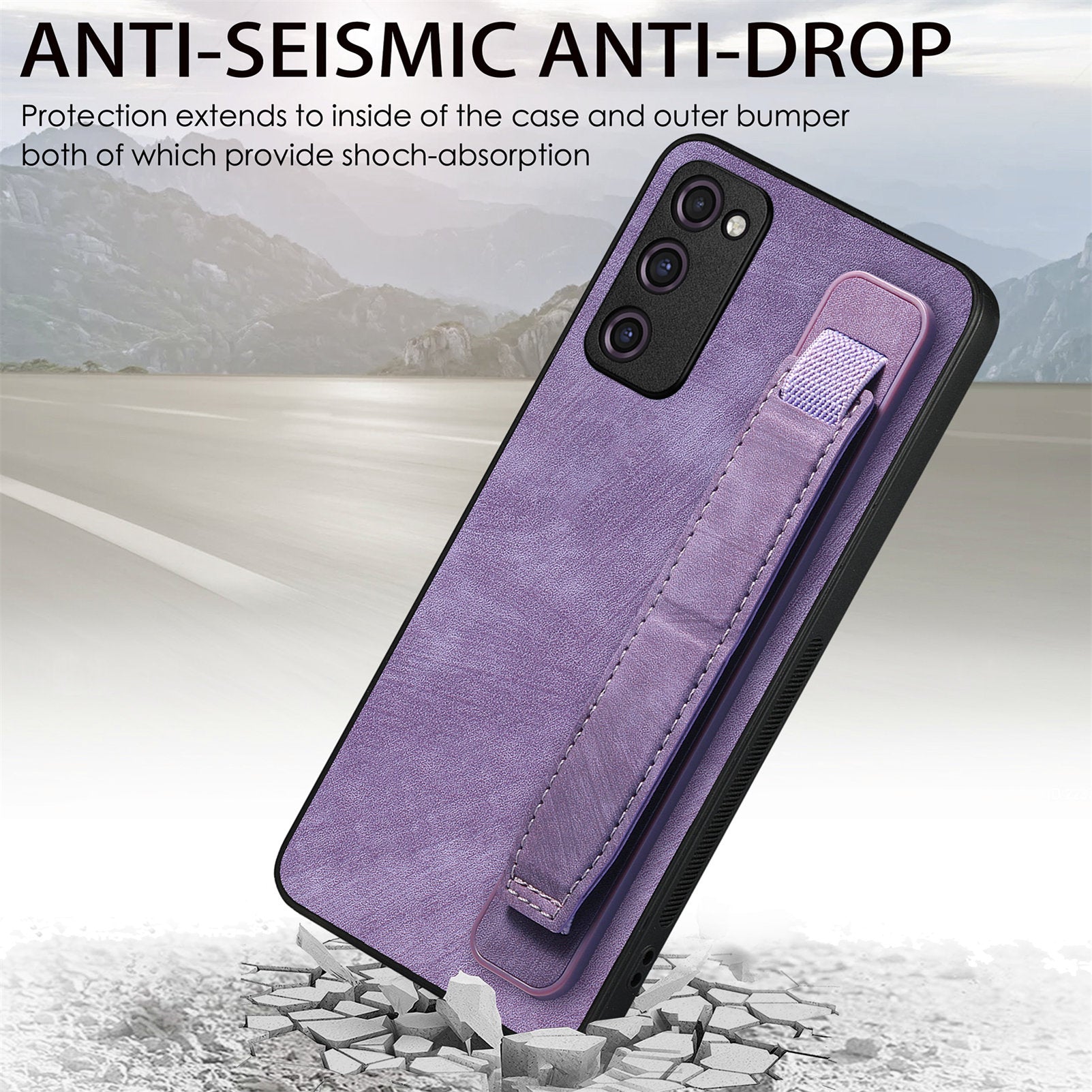 D11 For Samsung Galaxy S20 FE / S20 FE 5G / S20 FE 2022 / S20 Lite Retro Phone Case Wristband Kickstand - Purple