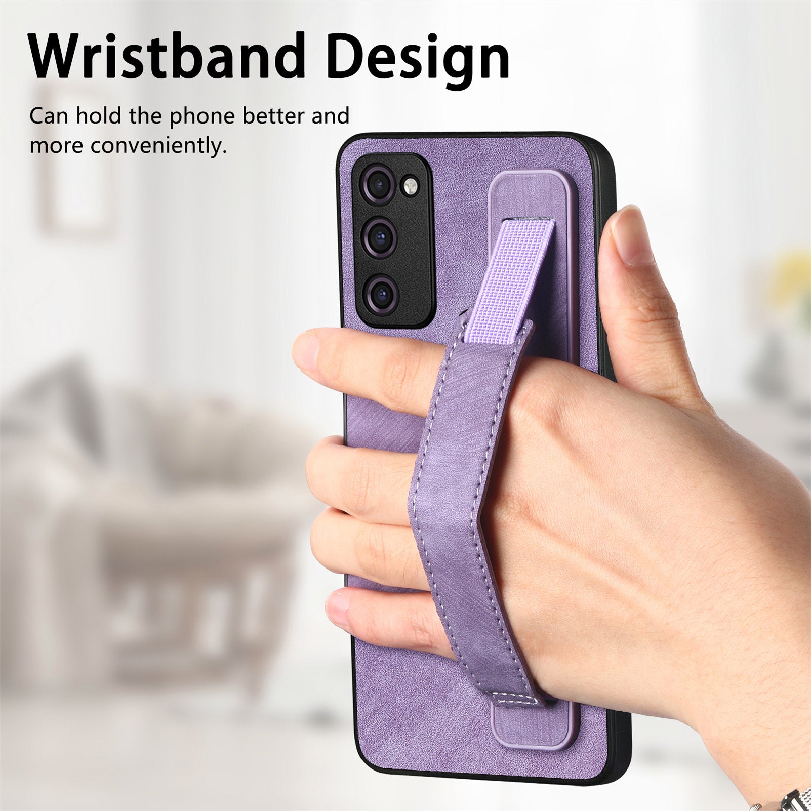 D11 For Samsung Galaxy S20 FE / S20 FE 5G / S20 FE 2022 / S20 Lite Retro Phone Case Wristband Kickstand - Purple