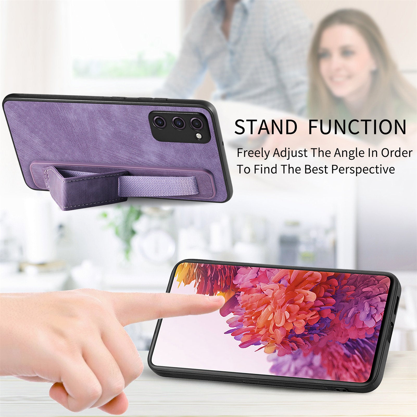 D11 For Samsung Galaxy S20 FE / S20 FE 5G / S20 FE 2022 / S20 Lite Retro Phone Case Wristband Kickstand - Purple