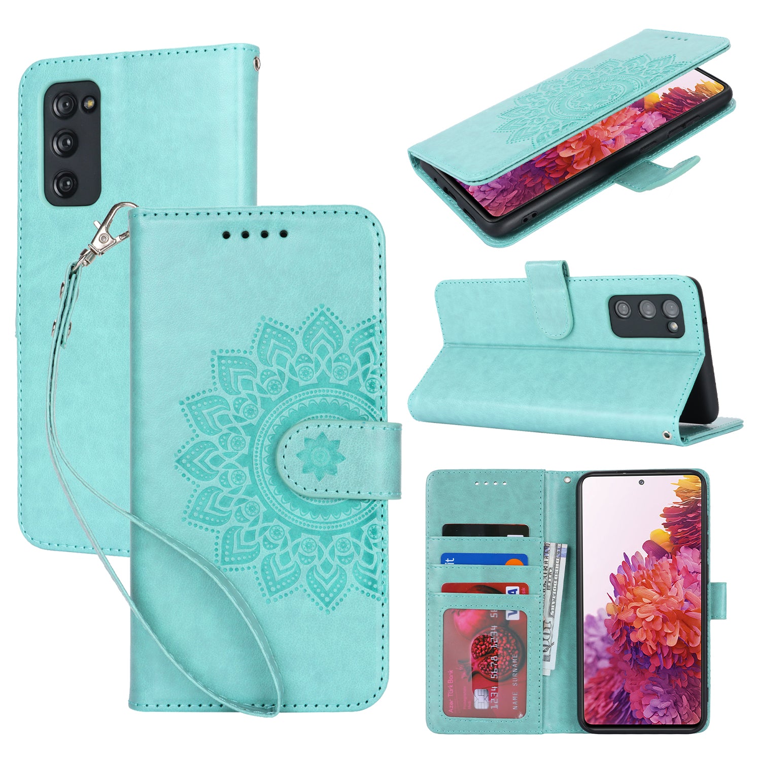 For Samsung Galaxy S20 FE 4G / FE 5G / S20 Lite / S20 FE 2022 Case R61 Texture Wallet PU Leather Phone Cover - Light Green