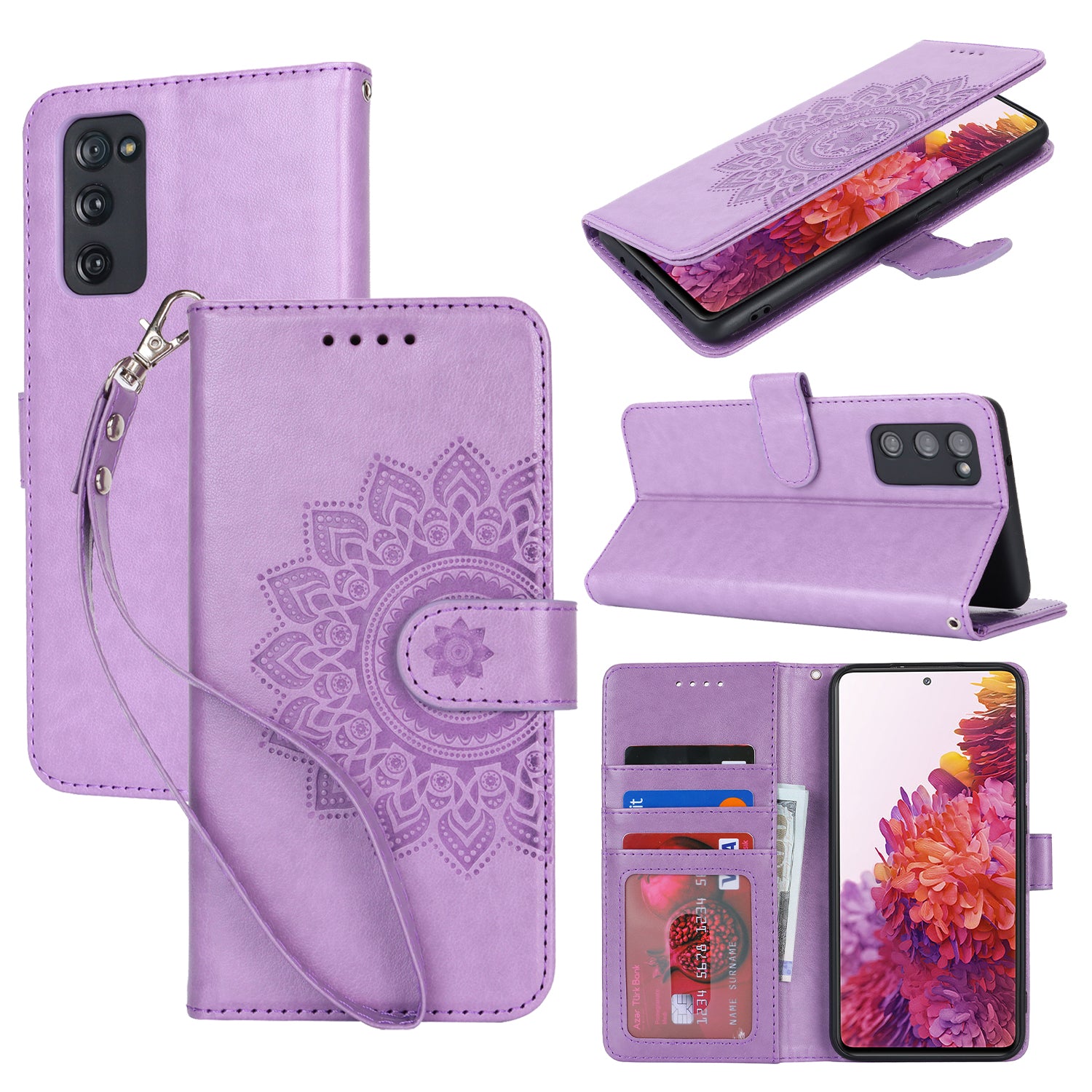 For Samsung Galaxy S20 FE 4G / FE 5G / S20 Lite / S20 FE 2022 Case R61 Texture Wallet PU Leather Phone Cover - Purple