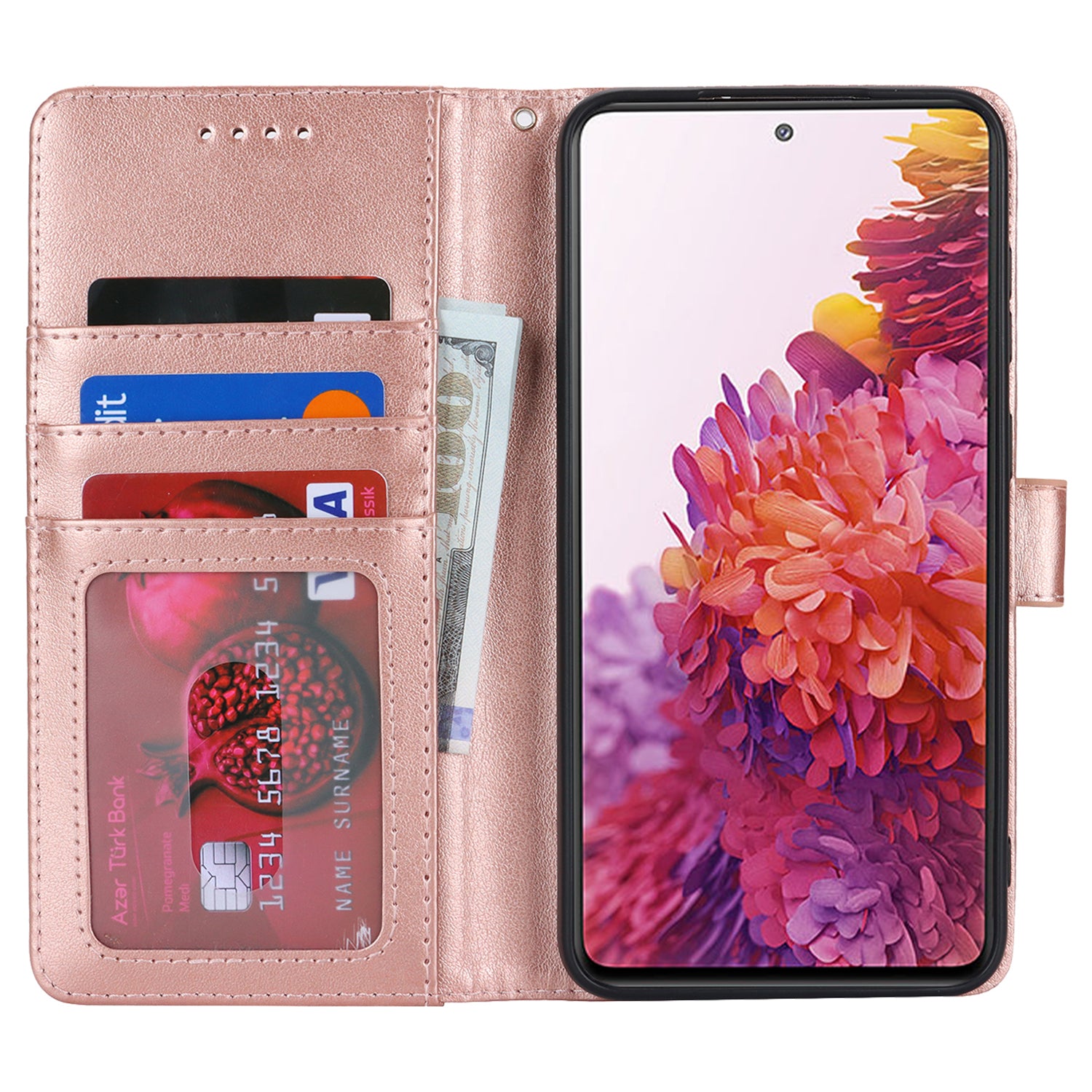 For Samsung Galaxy S20 FE 4G / FE 5G / S20 Lite / S20 FE 2022 Case R61 Texture Wallet PU Leather Phone Cover - Rose Gold