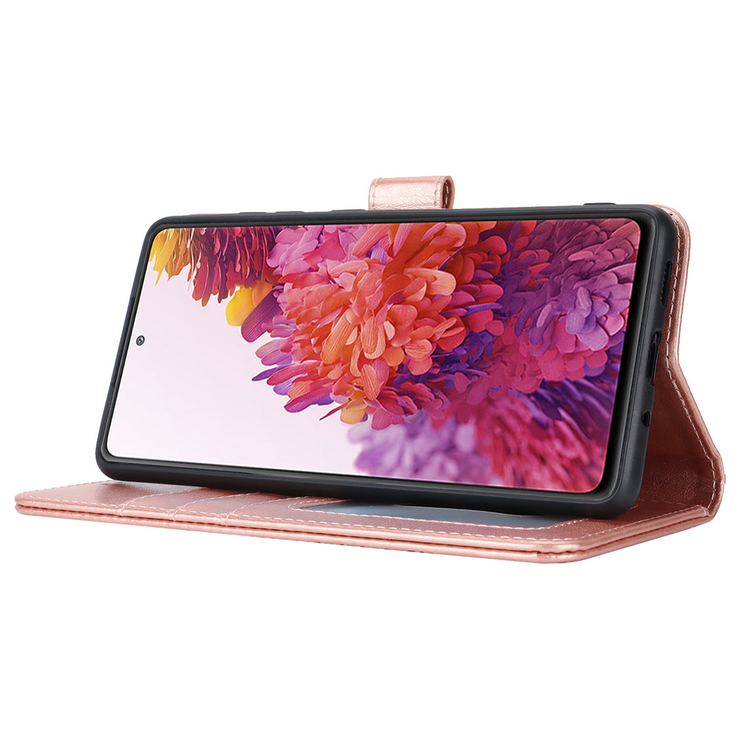 For Samsung Galaxy S20 FE 4G / FE 5G / S20 Lite / S20 FE 2022 Case R61 Texture Wallet PU Leather Phone Cover - Rose Gold