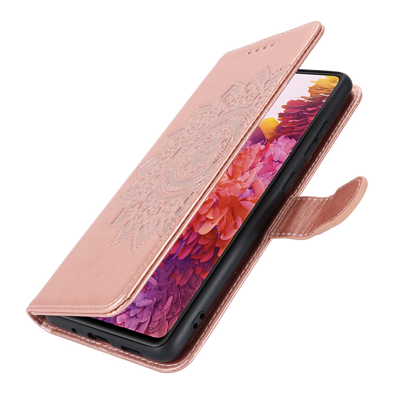 For Samsung Galaxy S20 FE 4G / FE 5G / S20 Lite / S20 FE 2022 Case R61 Texture Wallet PU Leather Phone Cover - Rose Gold