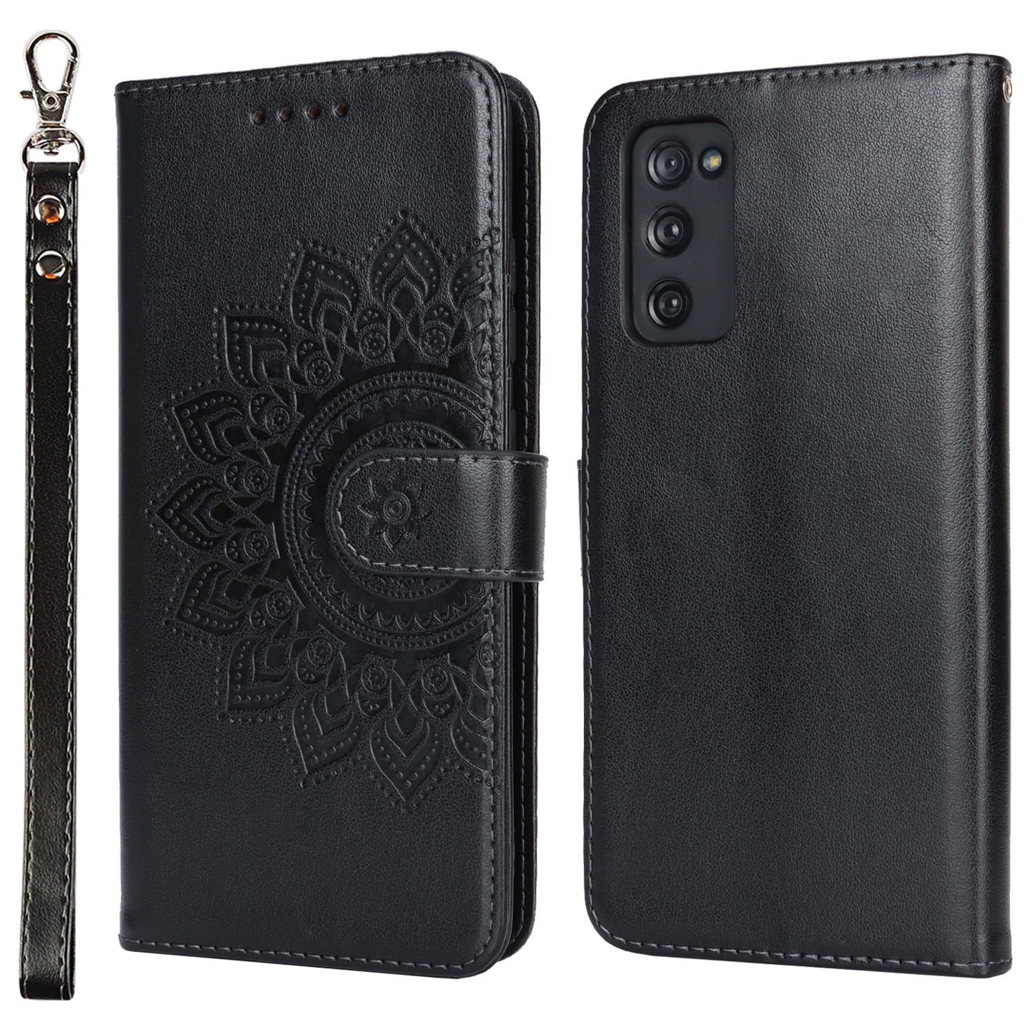 For Samsung Galaxy S20 FE 4G / FE 5G / S20 Lite / S20 FE 2022 Case R61 Texture Wallet PU Leather Phone Cover - Black