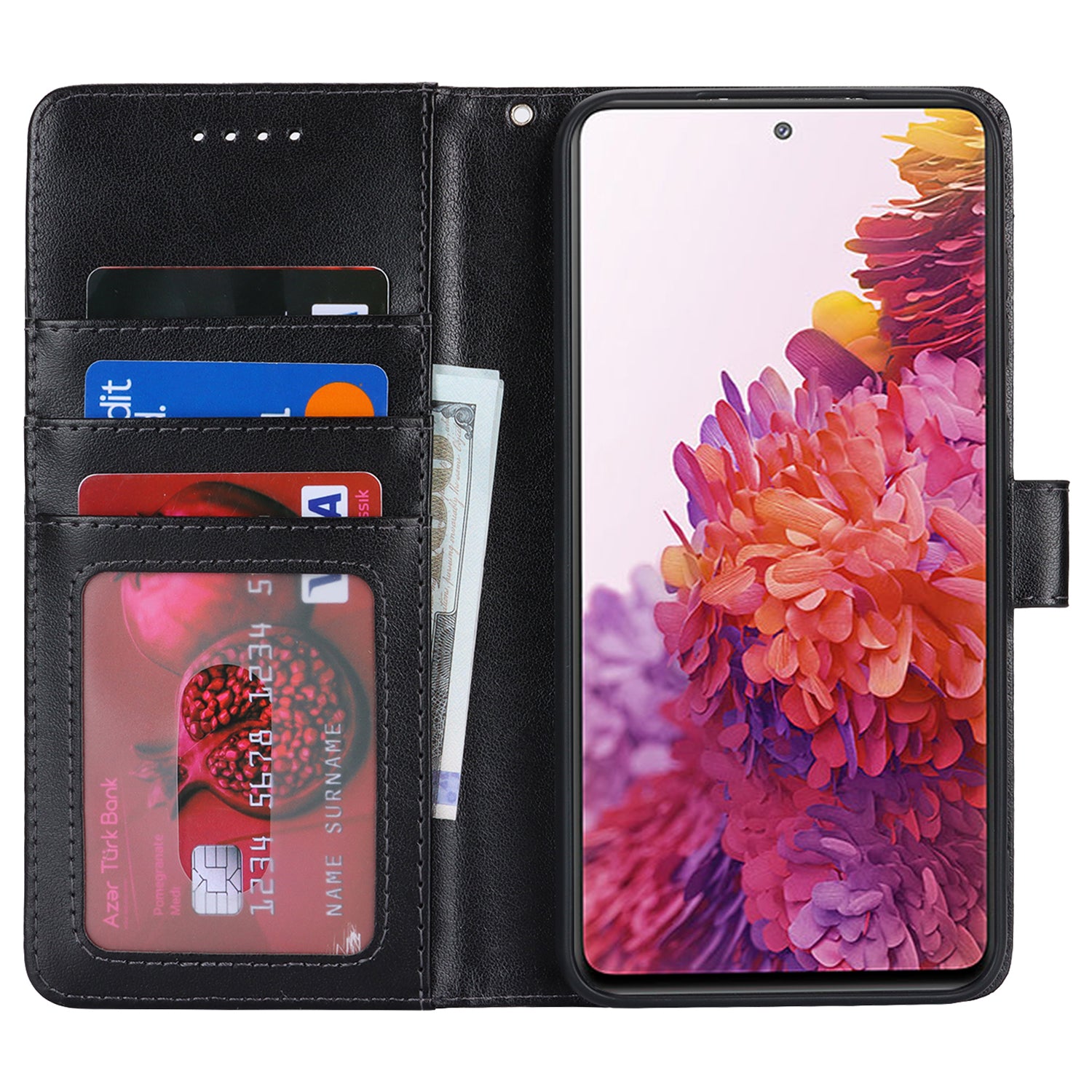 For Samsung Galaxy S20 FE 4G / FE 5G / S20 Lite / S20 FE 2022 Case R61 Texture Wallet PU Leather Phone Cover - Black