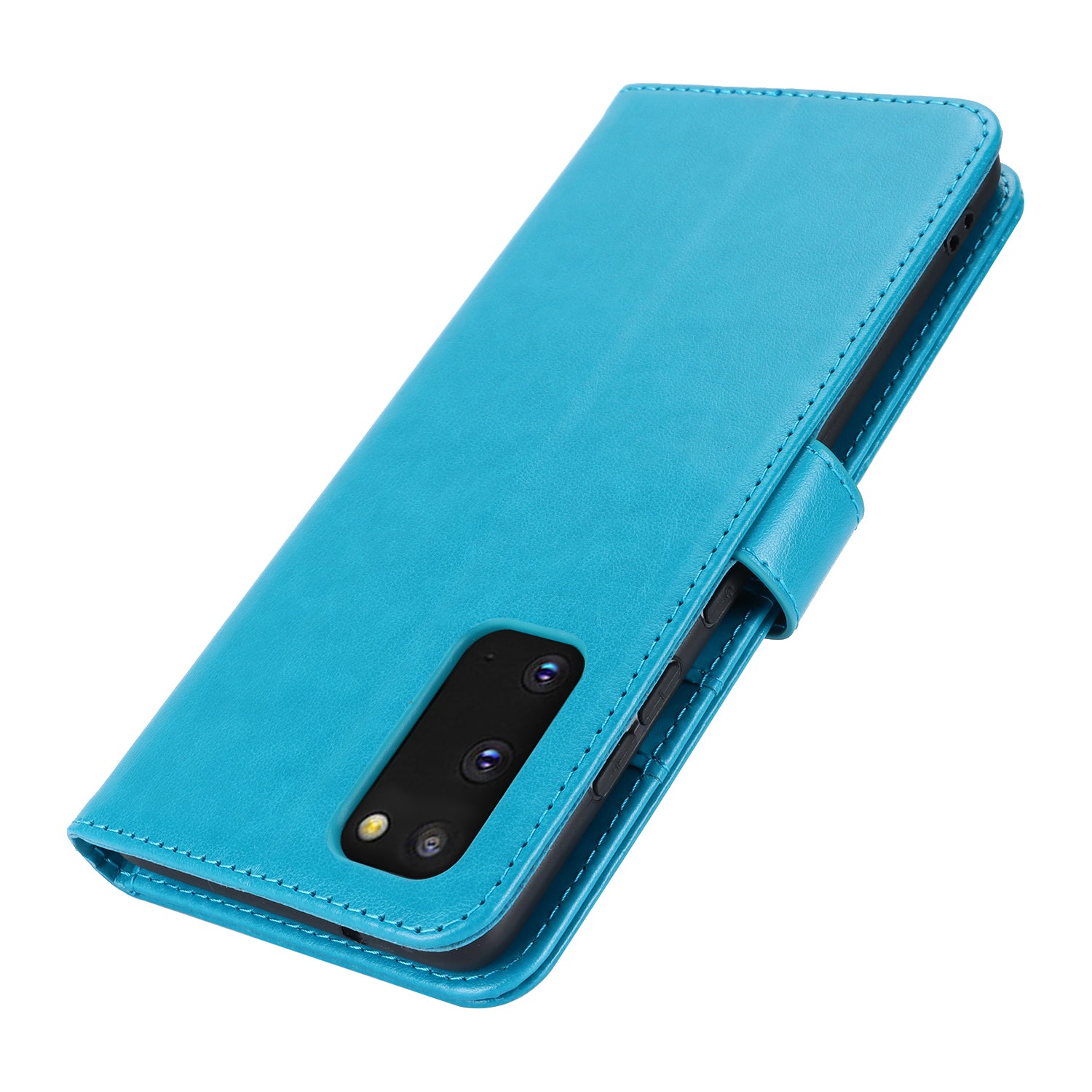 For Samsung Galaxy S20 4G / 5G Cell Phone Case R61 Texture Imprinted Leather Wallet Anti-scratch Cover - Blue