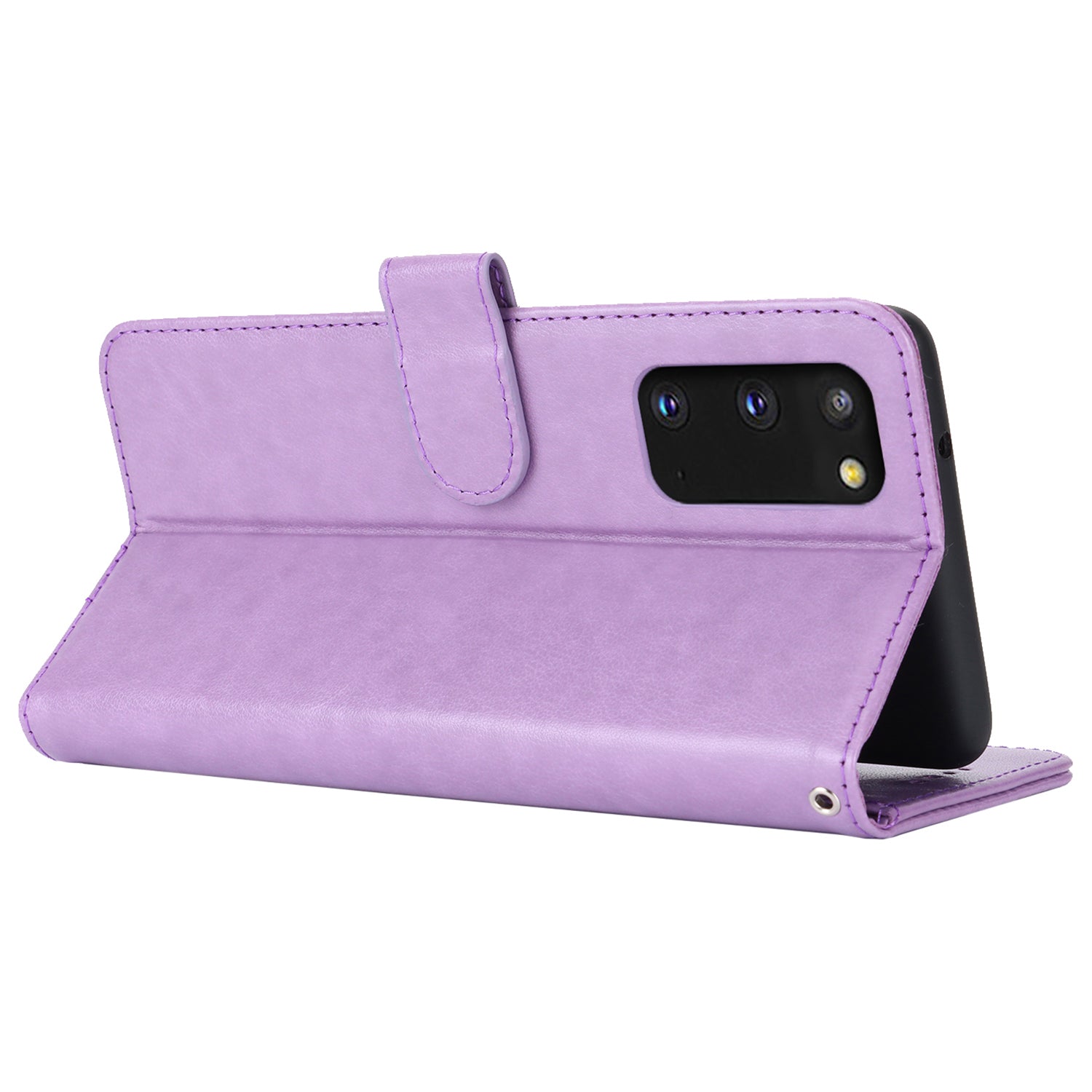 For Samsung Galaxy S20 4G / 5G Cell Phone Case R61 Texture Imprinted Leather Wallet Anti-scratch Cover - Purple