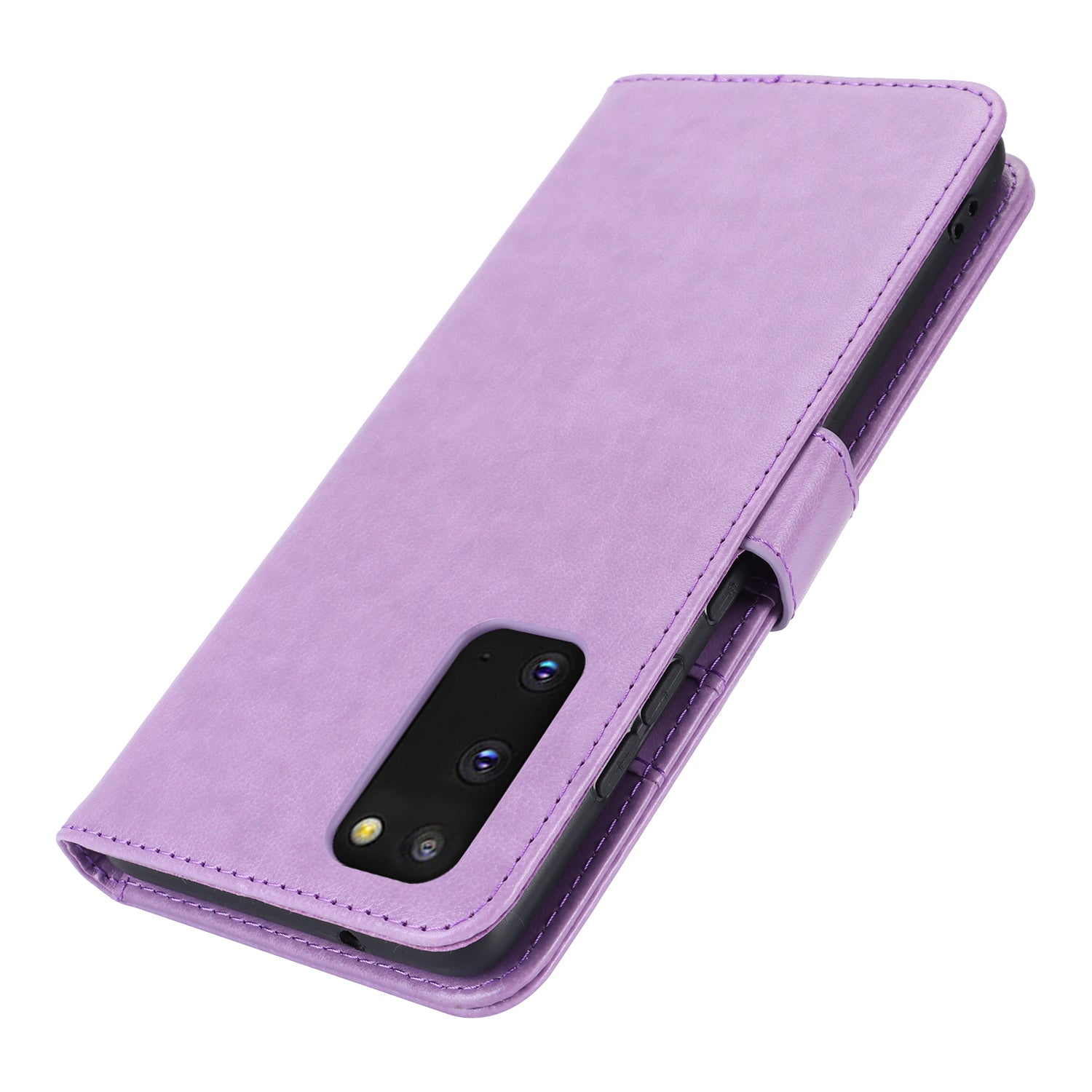 For Samsung Galaxy S20 4G / 5G Cell Phone Case R61 Texture Imprinted Leather Wallet Anti-scratch Cover - Purple