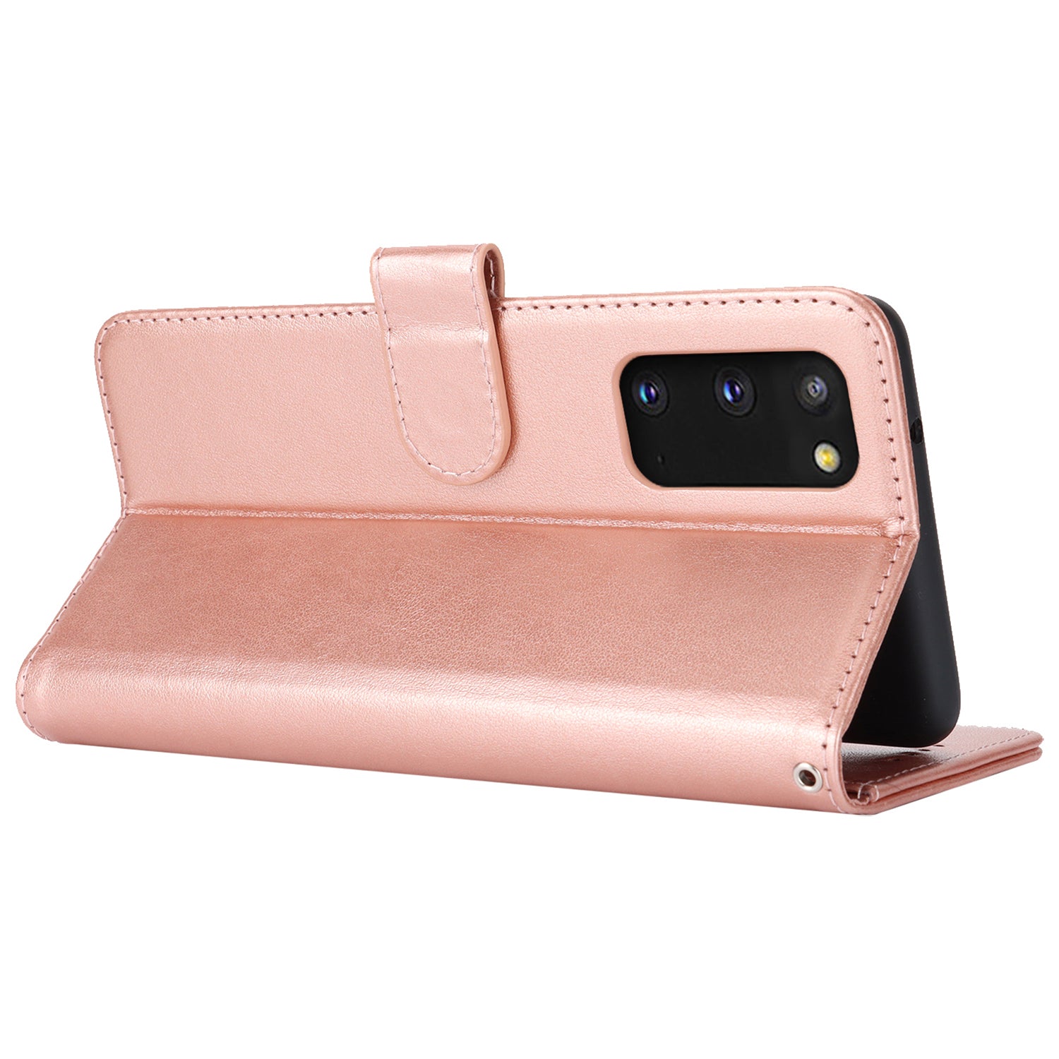 For Samsung Galaxy S20 4G / 5G Cell Phone Case R61 Texture Imprinted Leather Wallet Anti-scratch Cover - Rose Gold