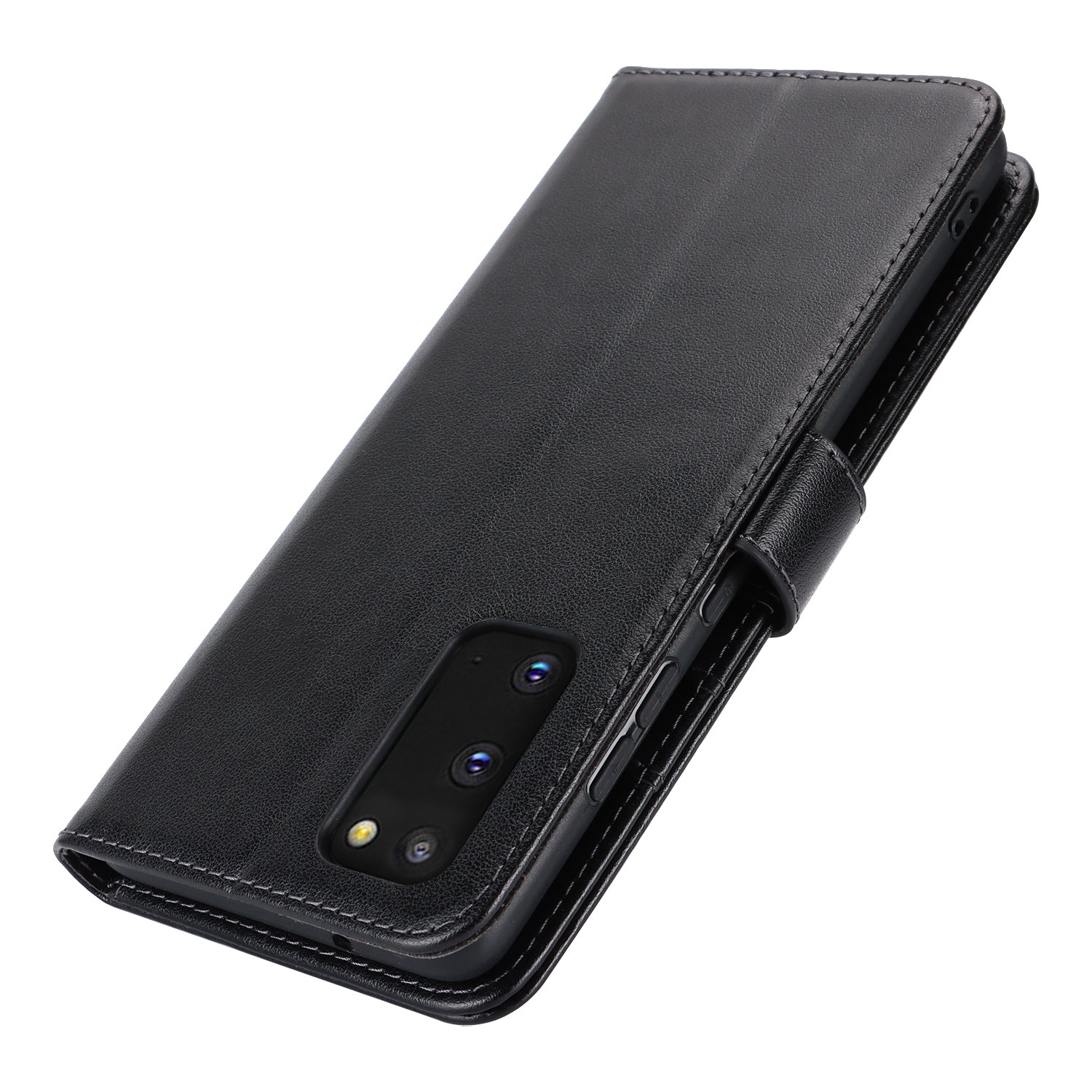 For Samsung Galaxy S20 4G / 5G Cell Phone Case R61 Texture Imprinted Leather Wallet Anti-scratch Cover - Black