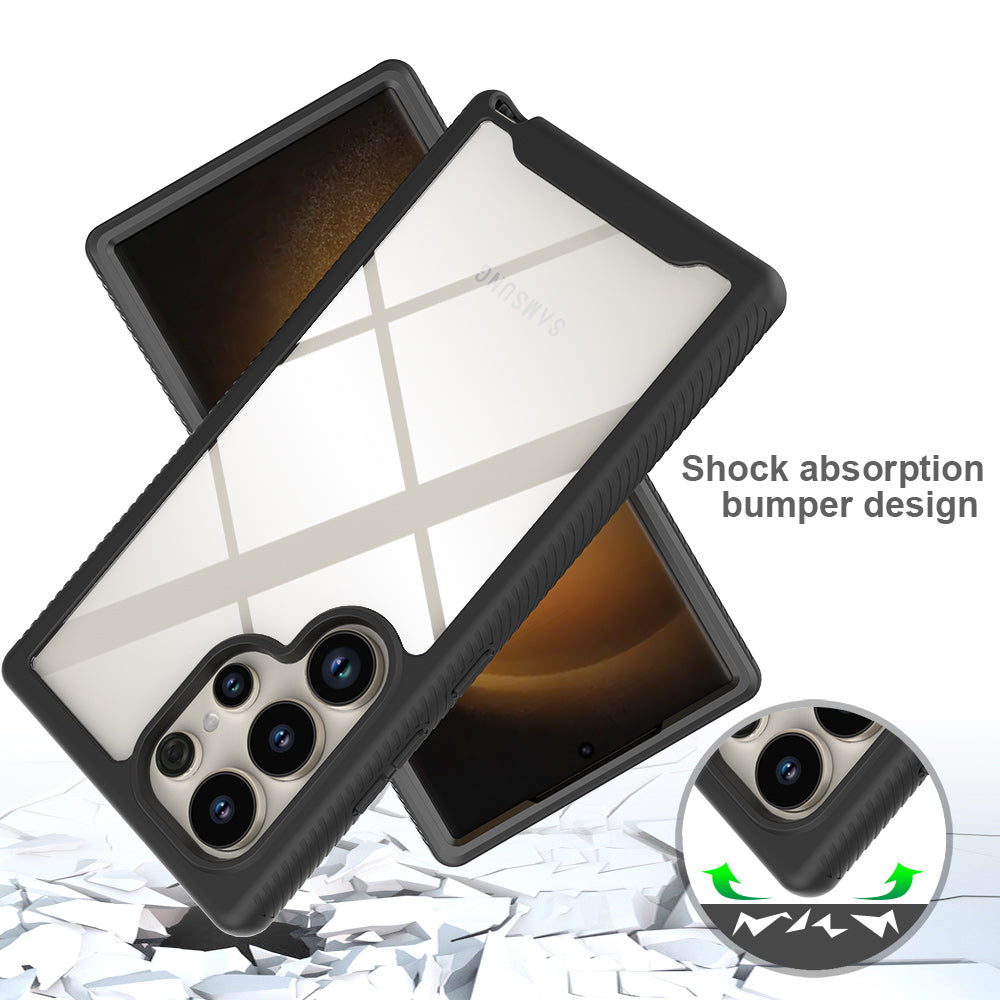 For Samsung Galaxy S24 Ultra Case Shock Absorbing PC+TPU Phone Guard Cover - Black