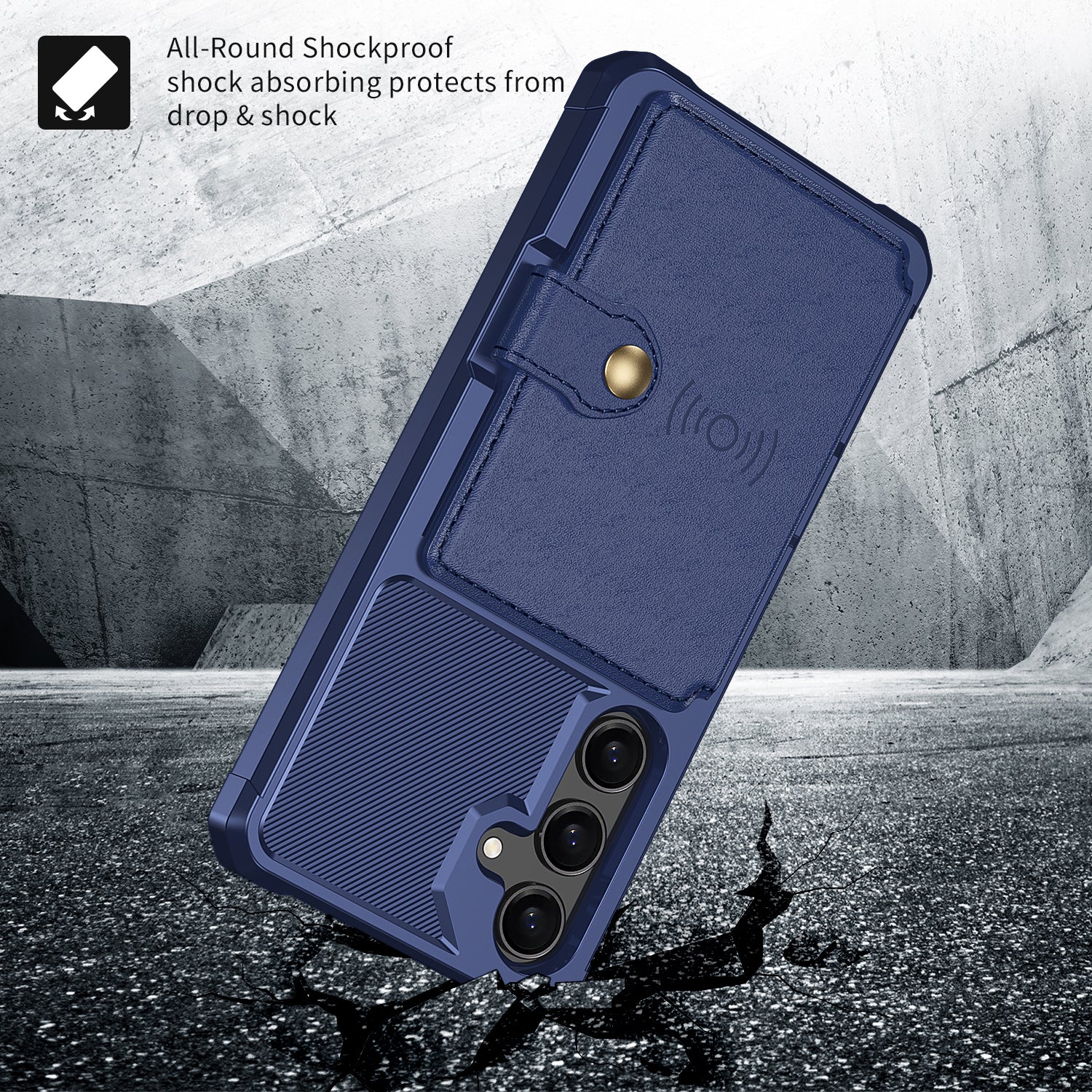 ZM03 For Samsung Galaxy S24 Case Soft TPU+PU Leather Card Slots Kickstand Phone Protector - Blue