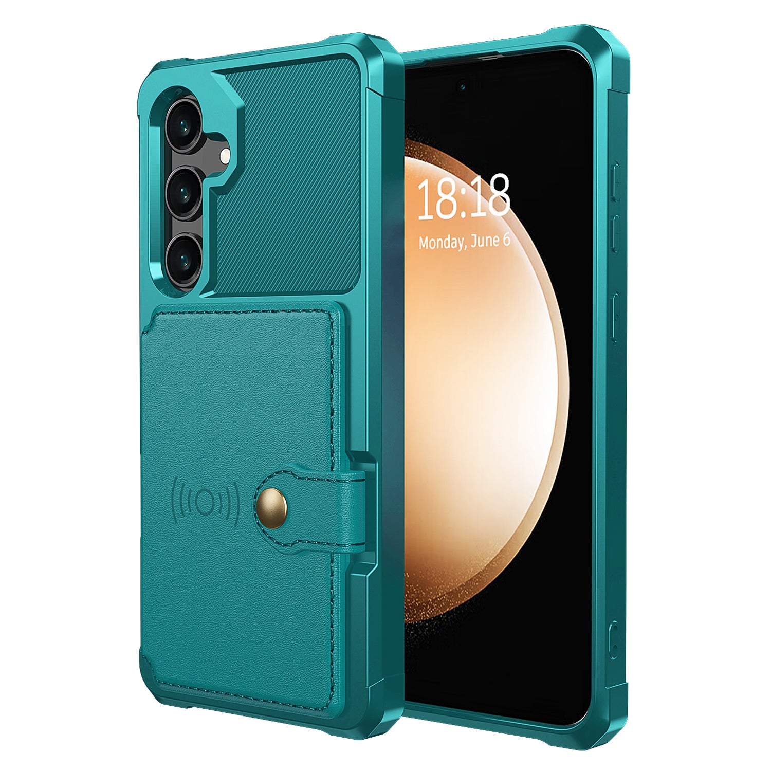 ZM03 For Samsung Galaxy S24 Case Soft TPU+PU Leather Card Slots Kickstand Phone Protector - Green