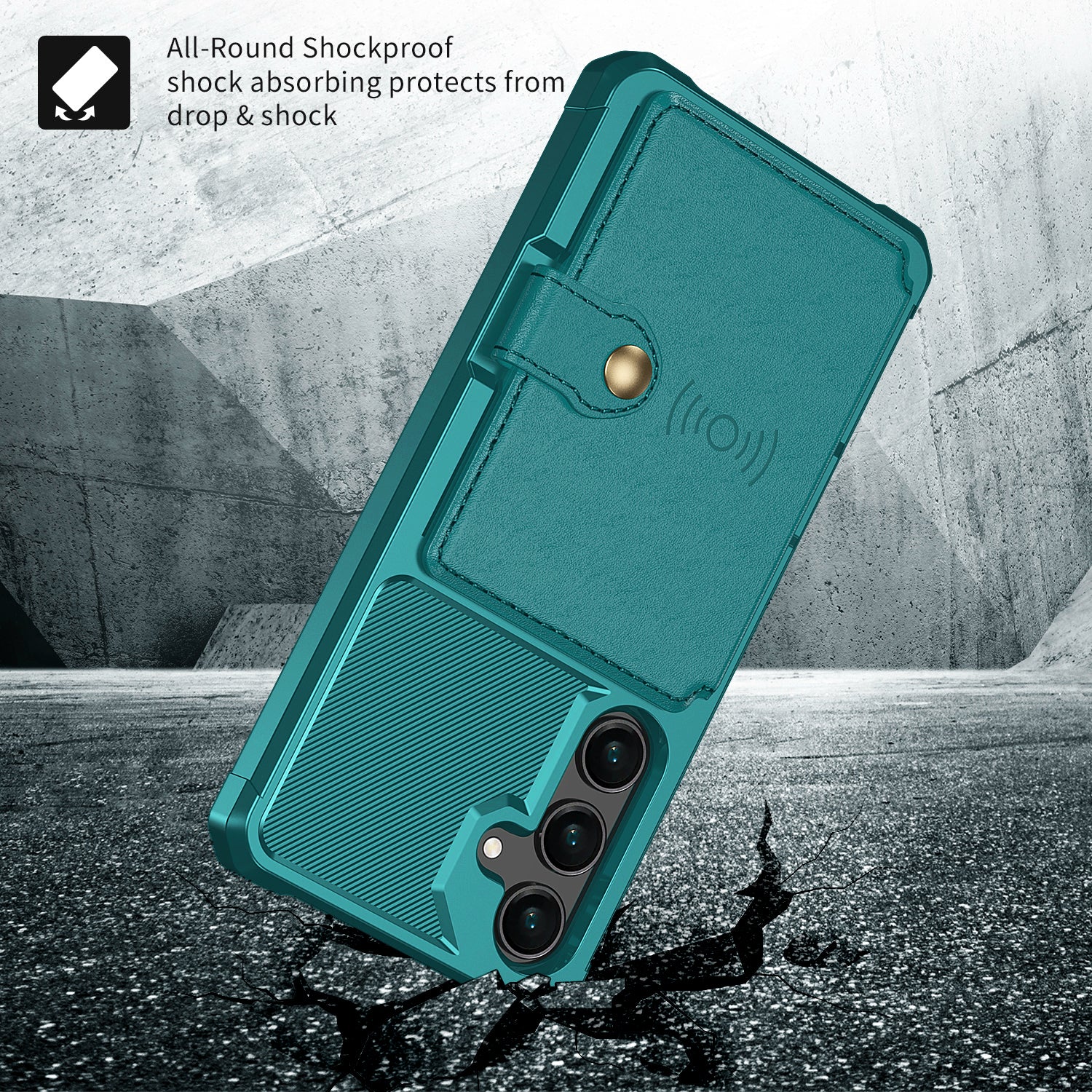 ZM03 For Samsung Galaxy S24 Case Soft TPU+PU Leather Card Slots Kickstand Phone Protector - Green