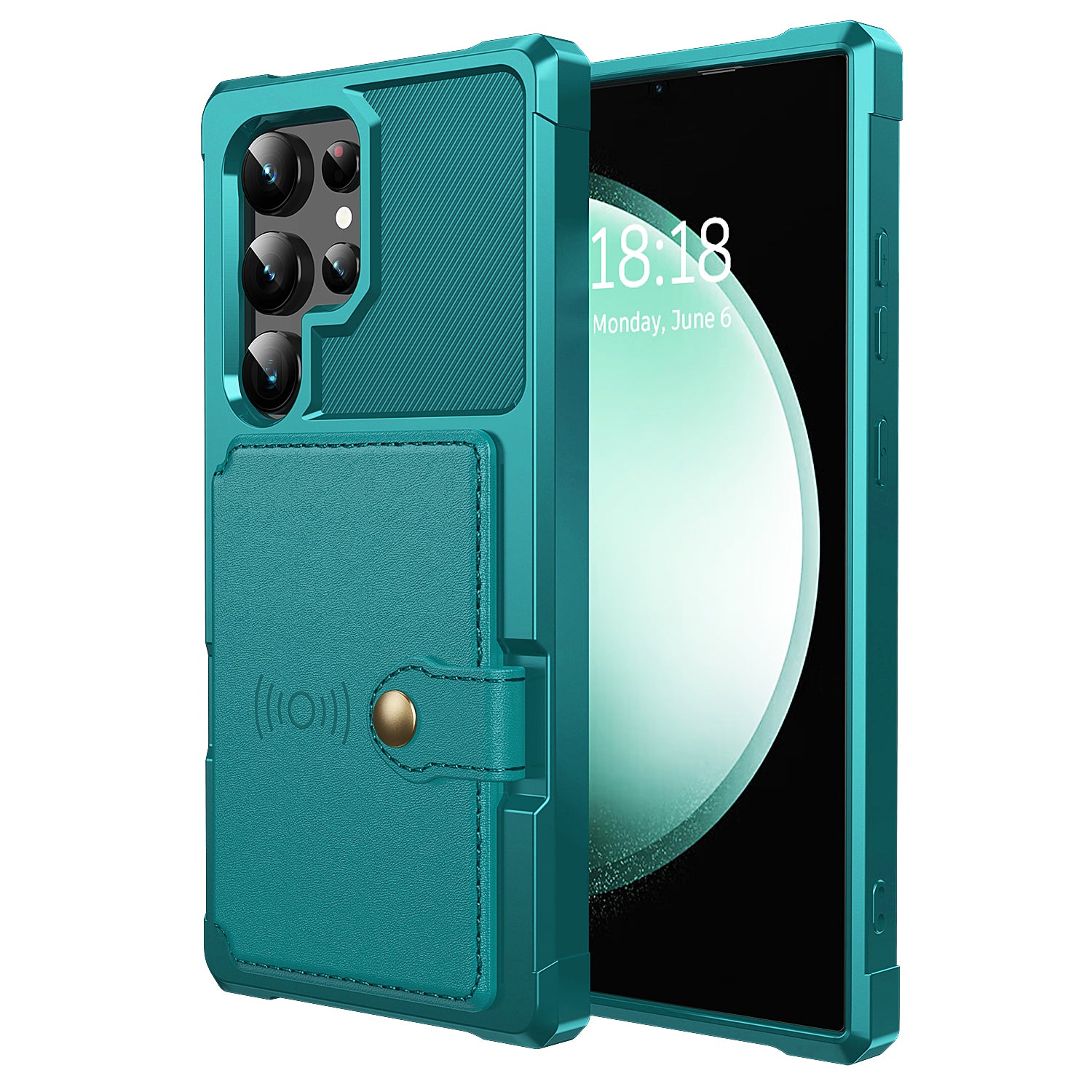 ZM03 For Samsung Galaxy S24 Ultra Case Slim-Fit PU Leather+TPU Kickstand Smart Phone Cover - Green