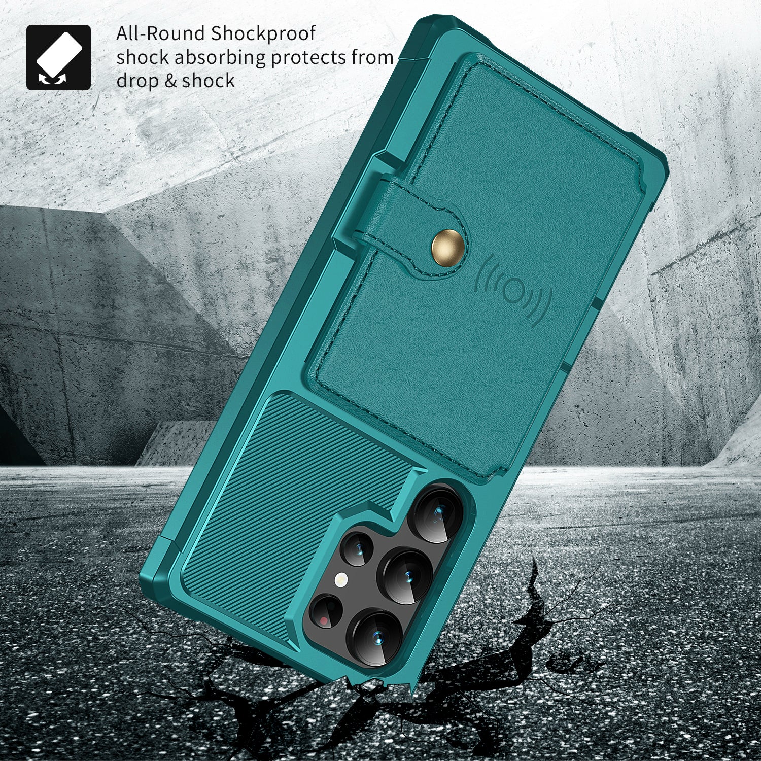 ZM03 For Samsung Galaxy S24 Ultra Case Slim-Fit PU Leather+TPU Kickstand Smart Phone Cover - Green