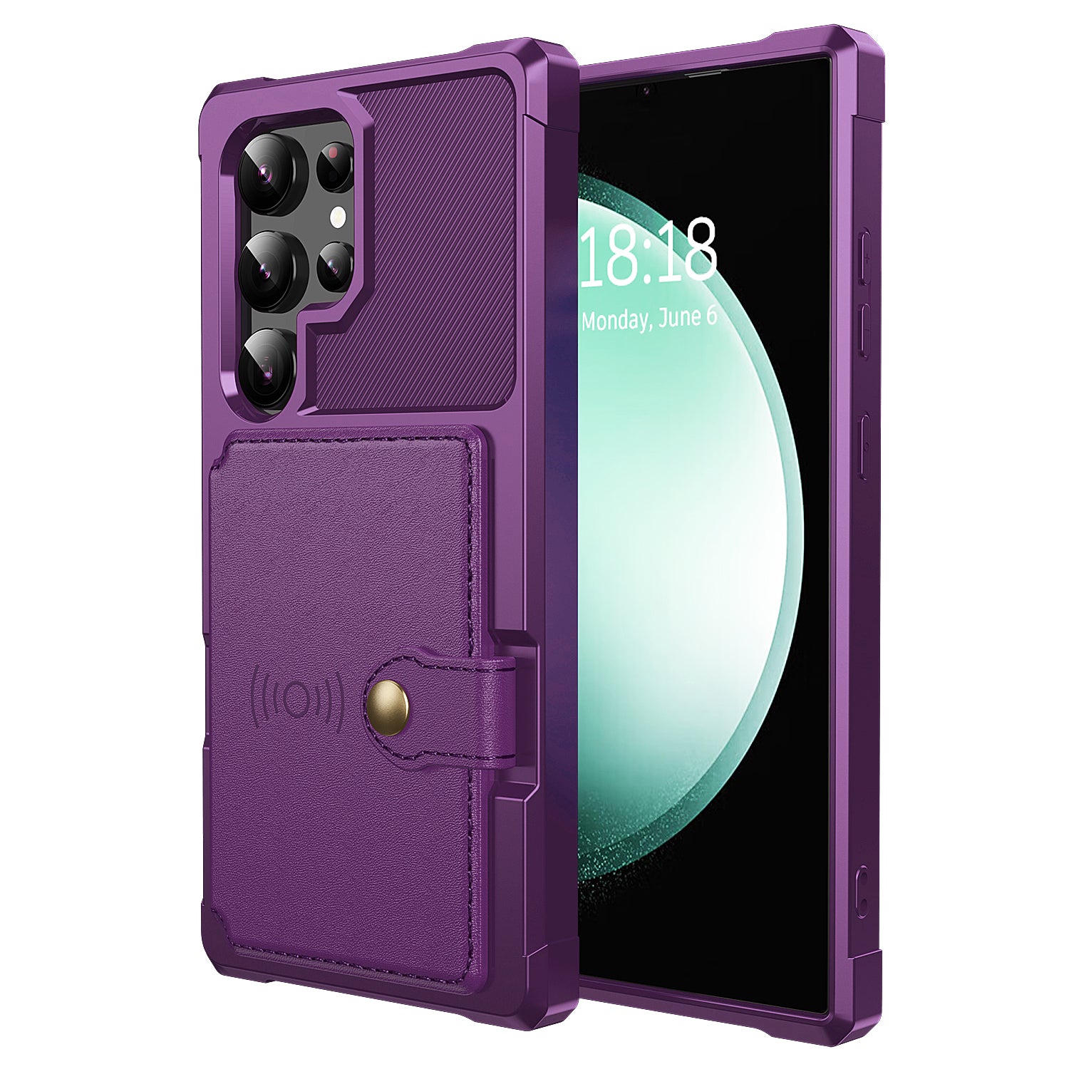 ZM03 For Samsung Galaxy S24 Ultra Case Slim-Fit PU Leather+TPU Kickstand Smart Phone Cover - Purple