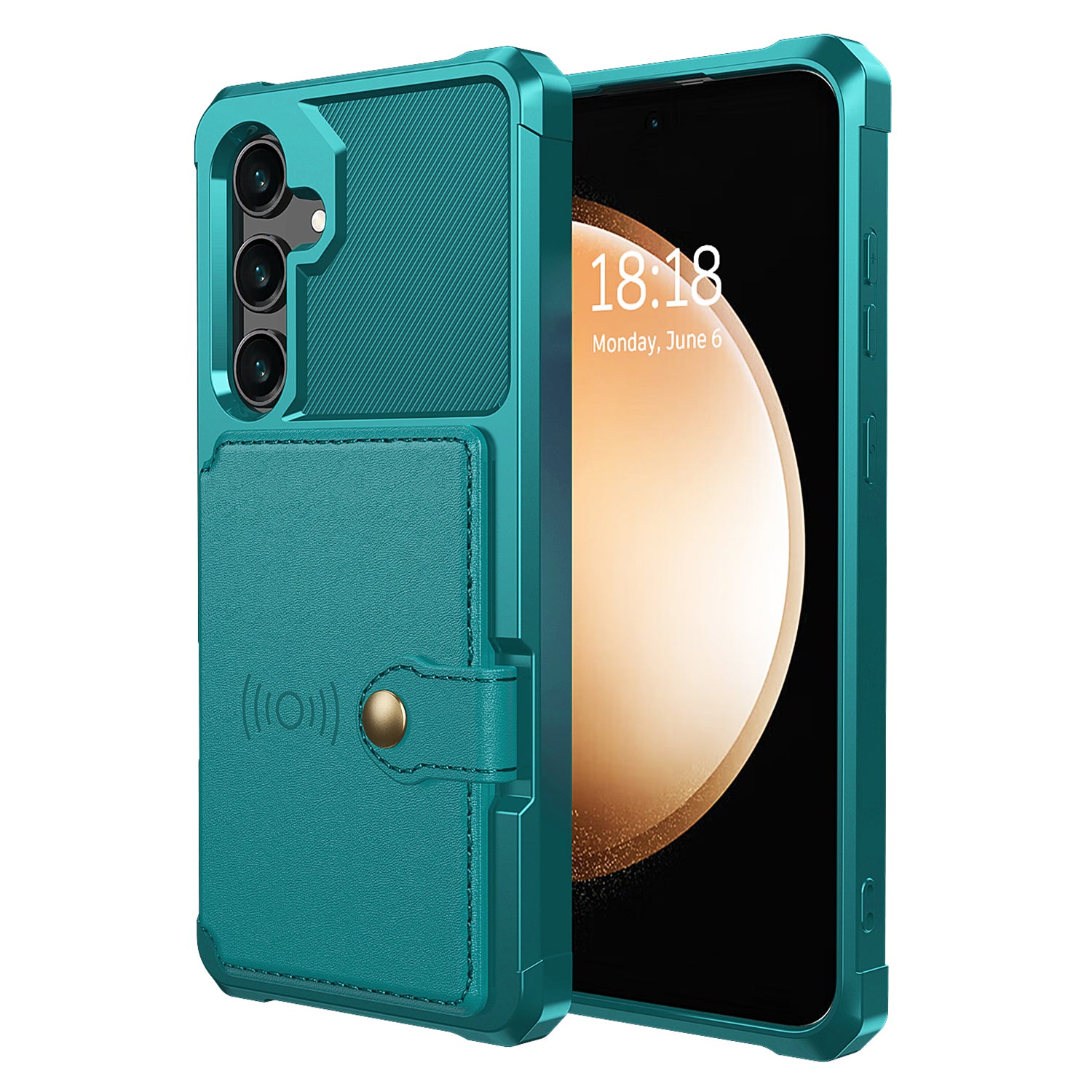 ZM03 For Samsung Galaxy S24+ Phone Cover PU Leather Coated TPU Drop-resistant Card Holder Back Case - Green