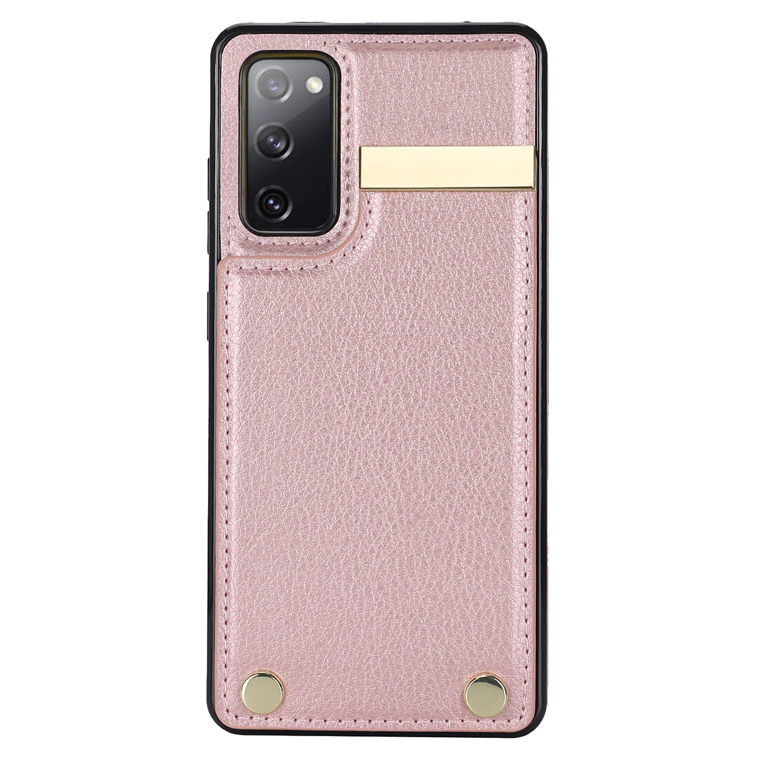 For Samsung Galaxy S20 FE 5G /  S20 FE / S20 FE 2022 / S20 Lite Cell Phone Case TPU+PU Leather Card Holder Cover - Rose Gold