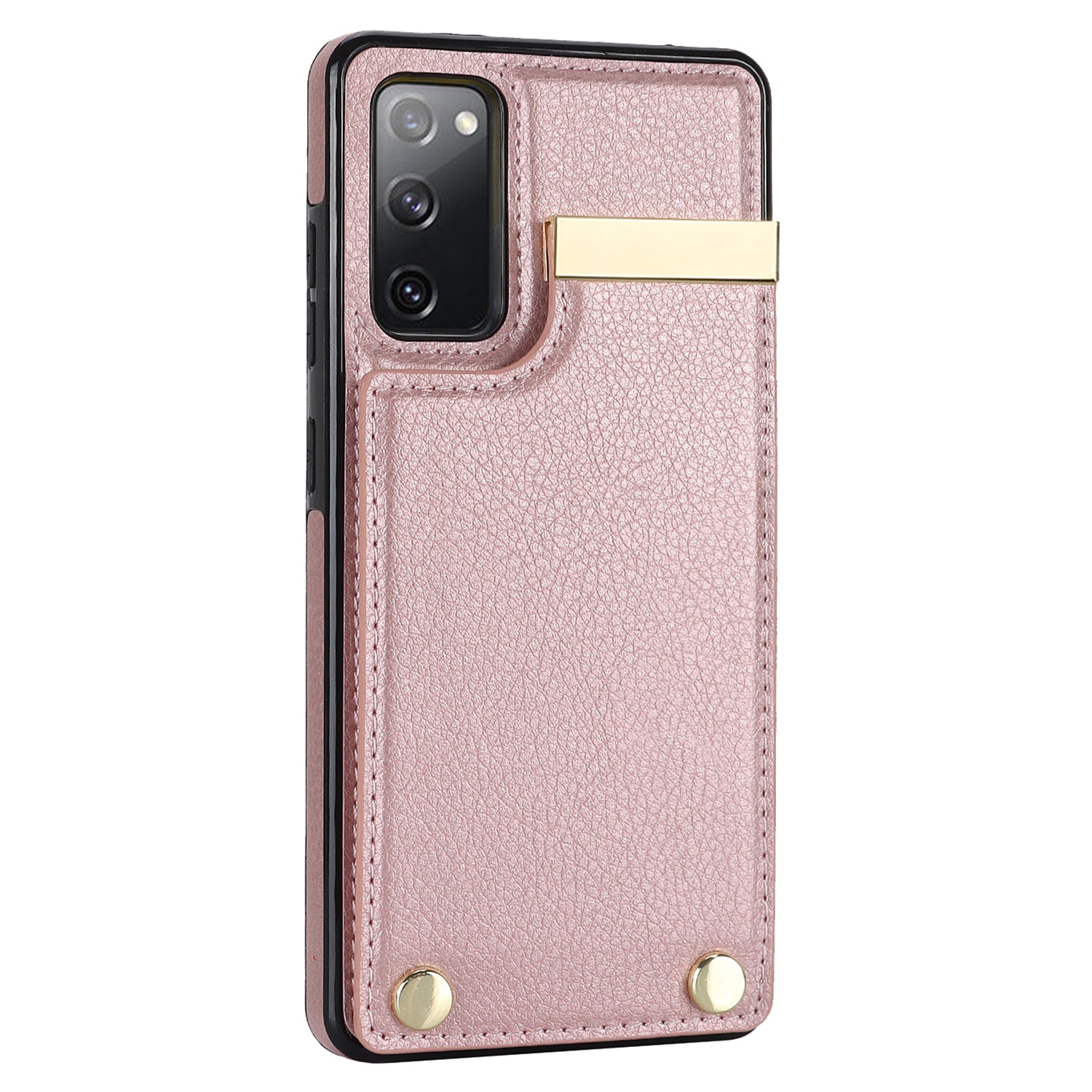 For Samsung Galaxy S20 FE 5G /  S20 FE / S20 FE 2022 / S20 Lite Cell Phone Case TPU+PU Leather Card Holder Cover - Rose Gold