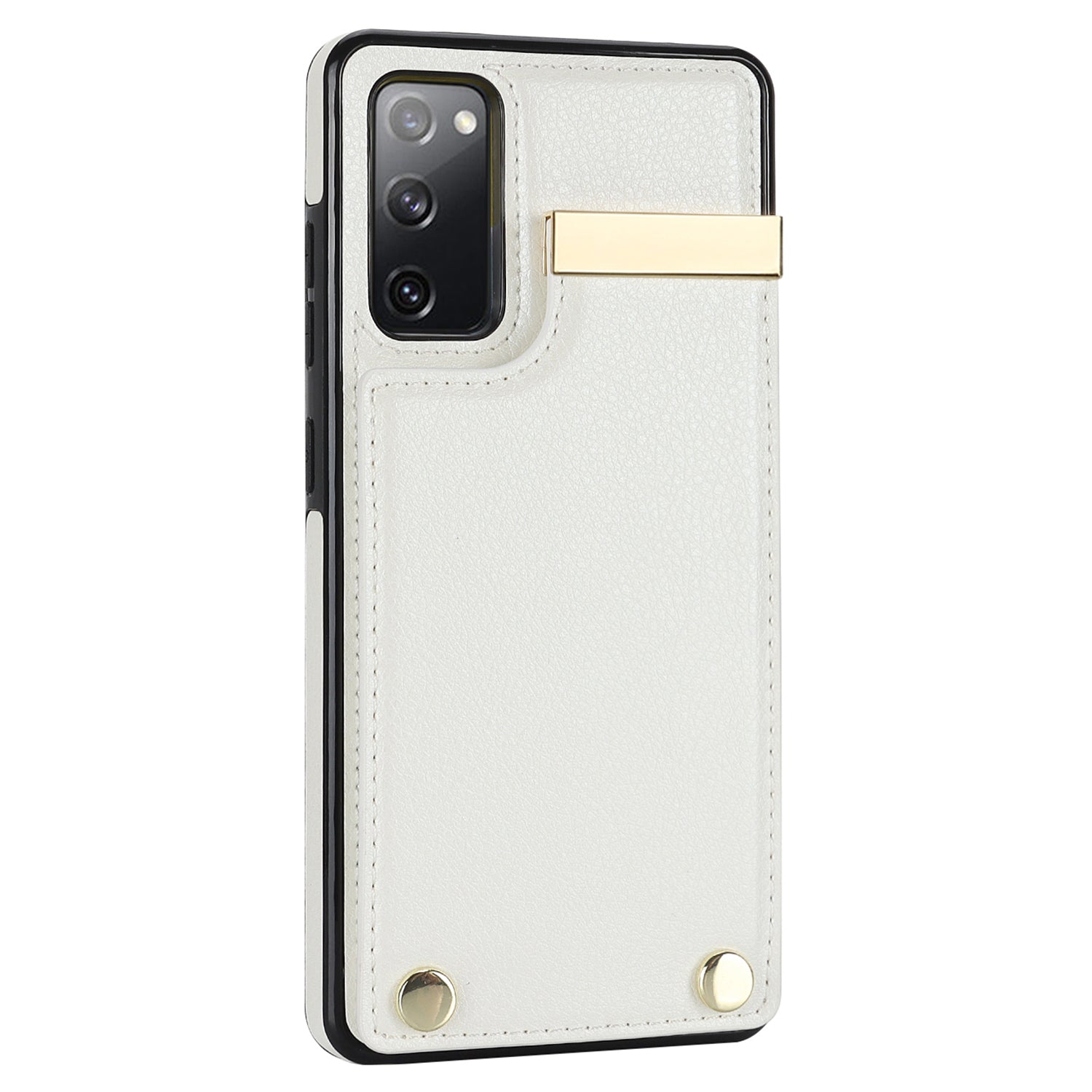 For Samsung Galaxy S20 FE 5G /  S20 FE / S20 FE 2022 / S20 Lite Cell Phone Case TPU+PU Leather Card Holder Cover - White