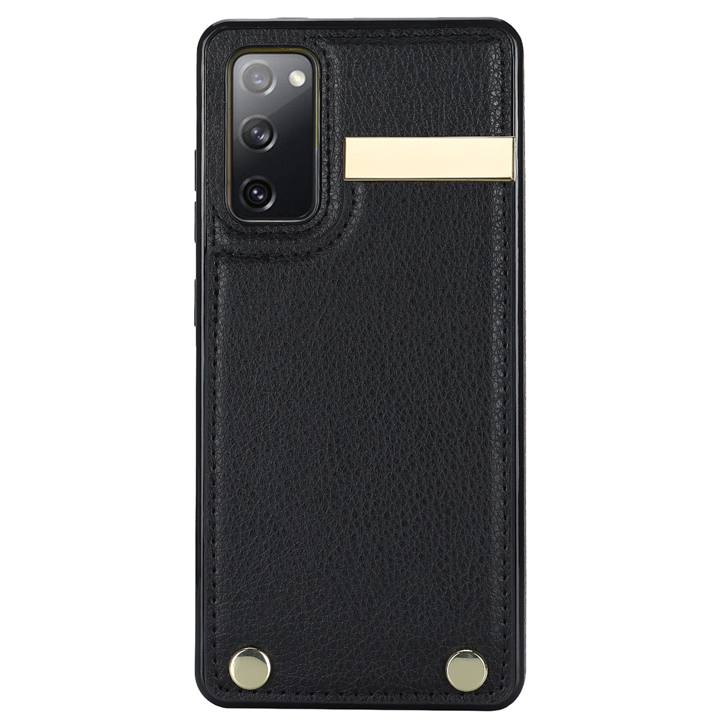 For Samsung Galaxy S20 FE 5G /  S20 FE / S20 FE 2022 / S20 Lite Cell Phone Case TPU+PU Leather Card Holder Cover - Black