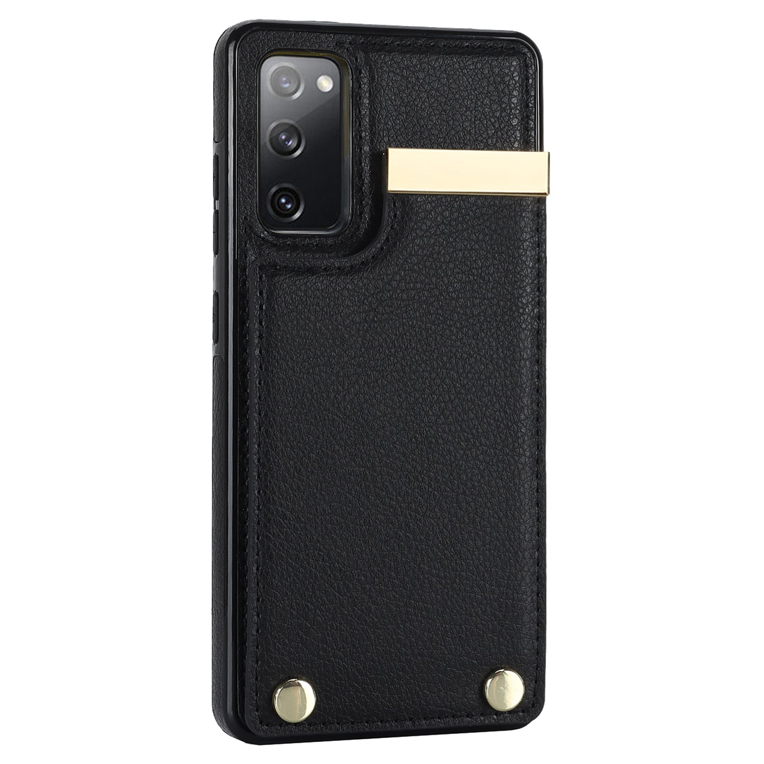 For Samsung Galaxy S20 FE 5G /  S20 FE / S20 FE 2022 / S20 Lite Cell Phone Case TPU+PU Leather Card Holder Cover - Black