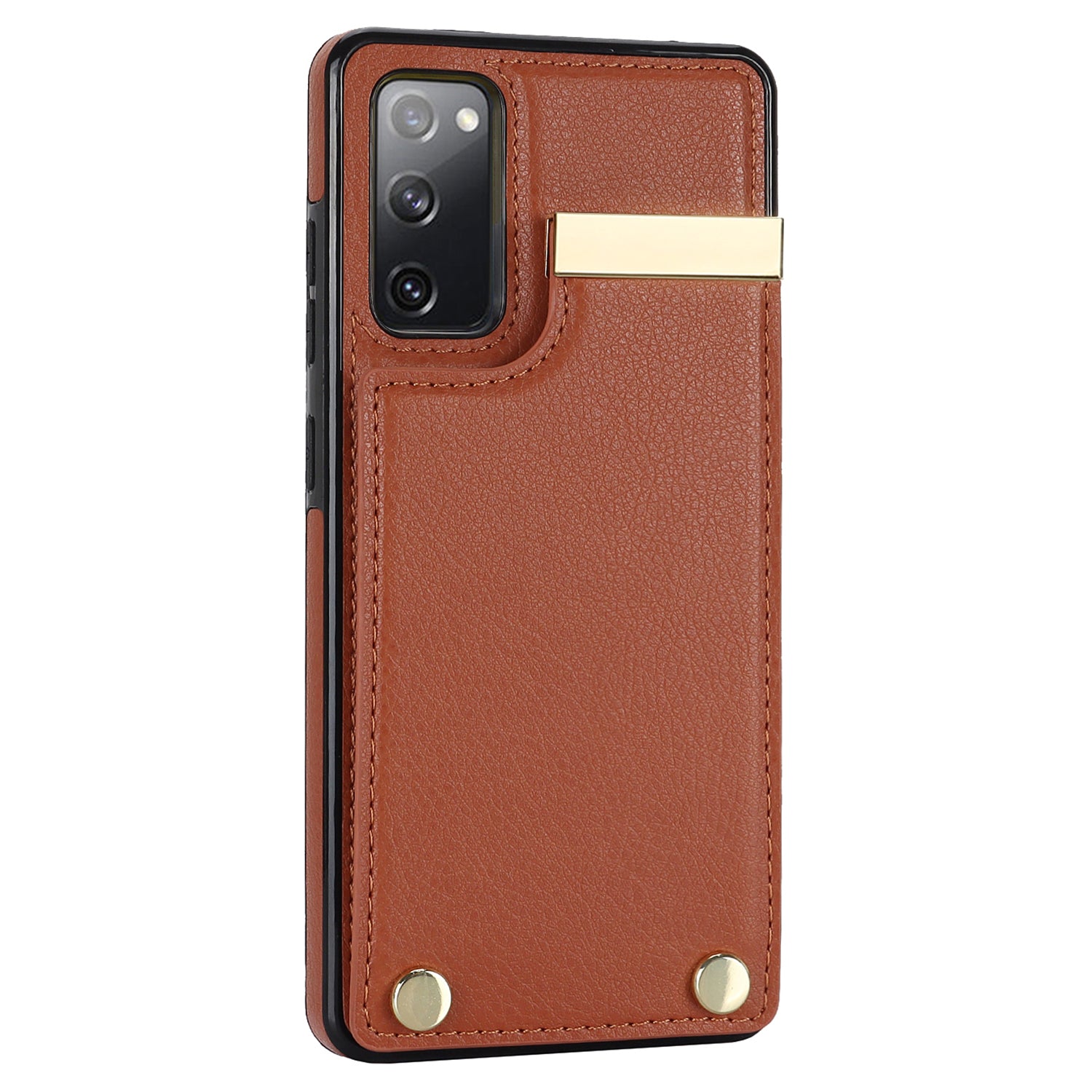 For Samsung Galaxy S20 FE 5G /  S20 FE / S20 FE 2022 / S20 Lite Cell Phone Case TPU+PU Leather Card Holder Cover - Brown