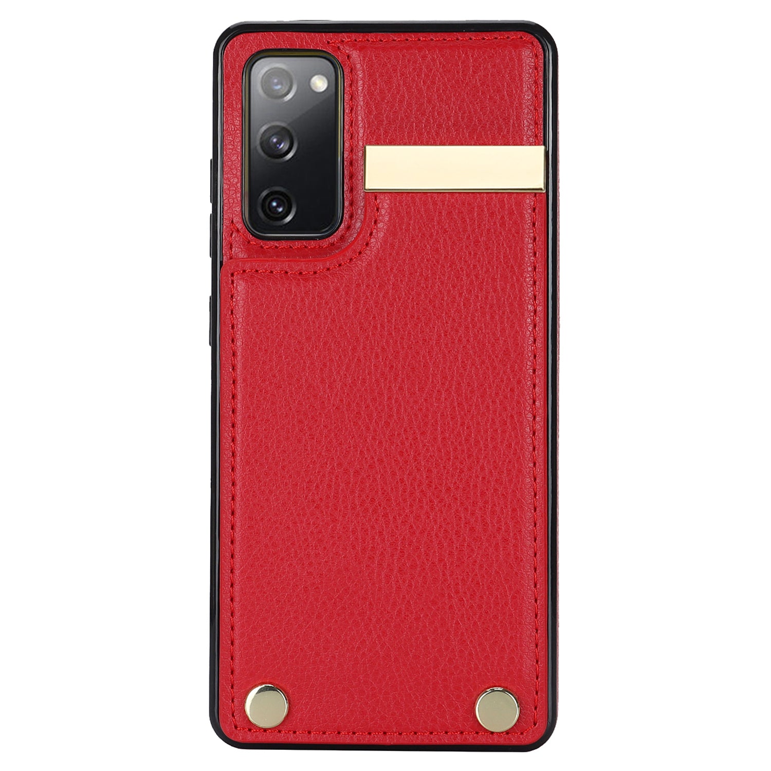 For Samsung Galaxy S20 FE 5G /  S20 FE / S20 FE 2022 / S20 Lite Cell Phone Case TPU+PU Leather Card Holder Cover - Red