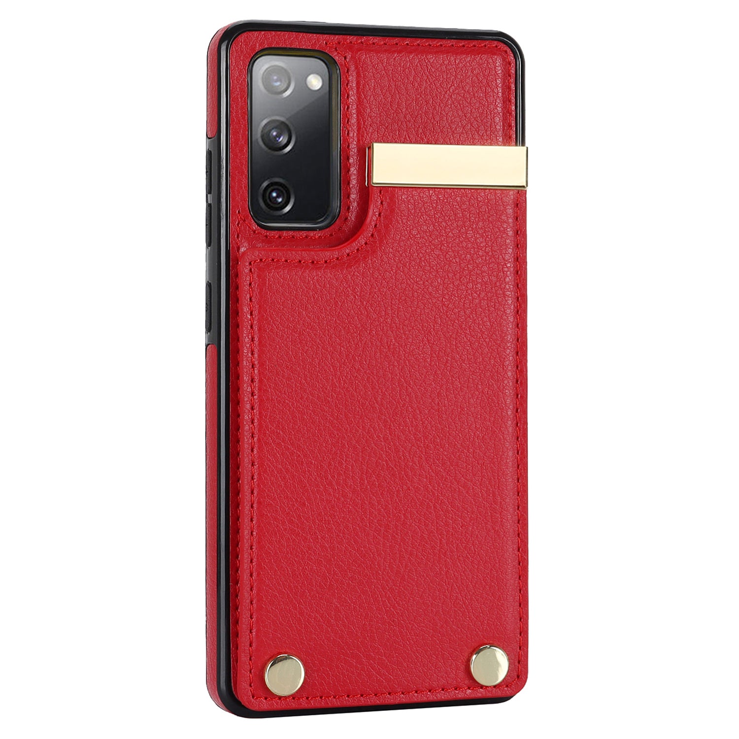 For Samsung Galaxy S20 FE 5G /  S20 FE / S20 FE 2022 / S20 Lite Cell Phone Case TPU+PU Leather Card Holder Cover - Red