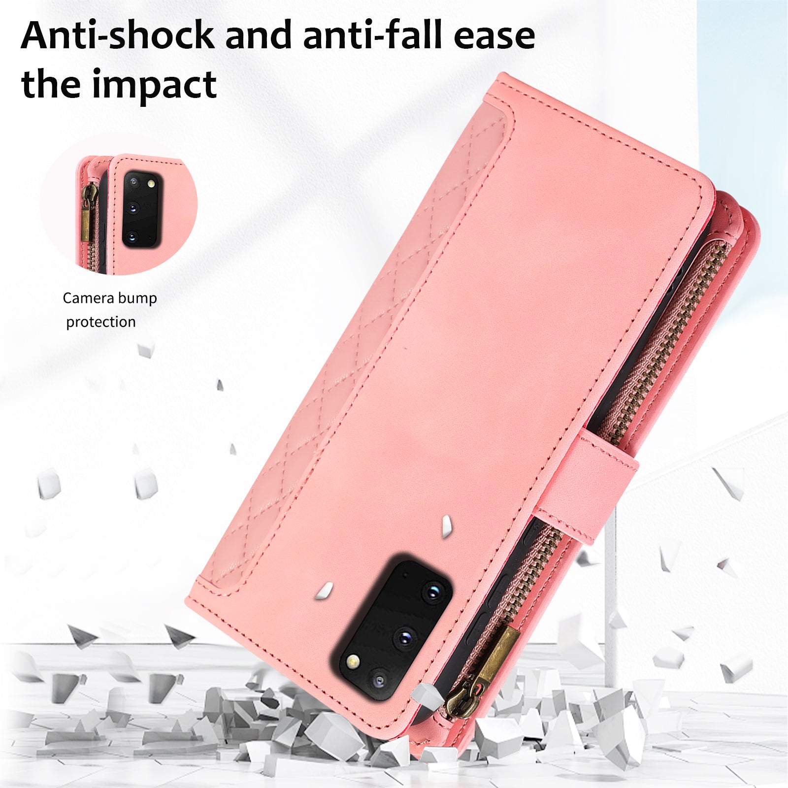 For Samsung Galaxy S20 FE 2022 / S20 FE 5G / S20 FE / S20 Lite 5G Magnetic Phone Case Leather+TPU 9 Card Slots Cover - Rose Gold