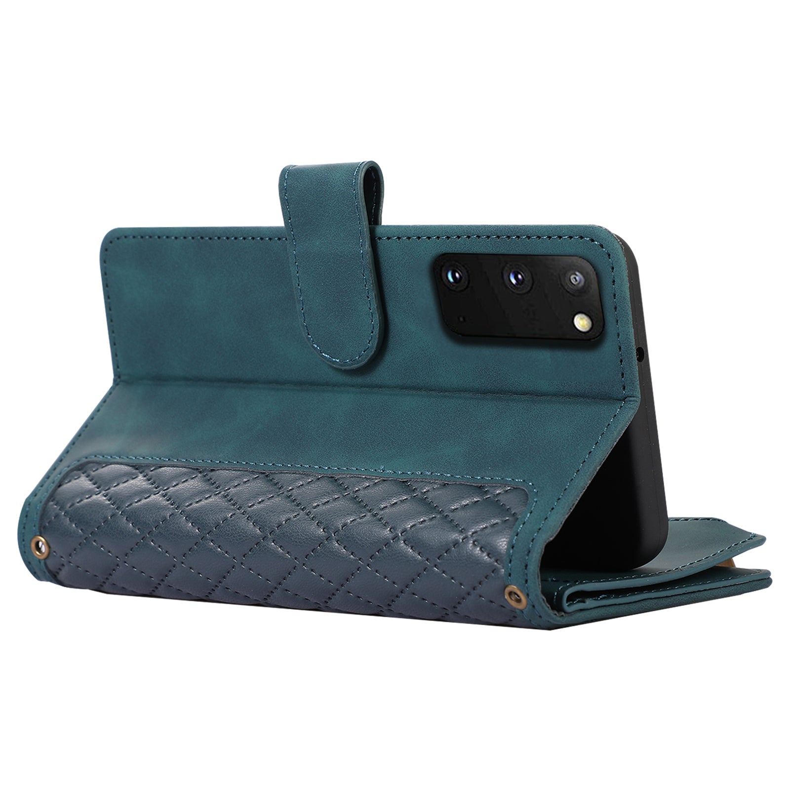 For Samsung Galaxy S20 FE 2022 / S20 FE 5G / S20 FE / S20 Lite 5G Magnetic Phone Case Leather+TPU 9 Card Slots Cover - Green