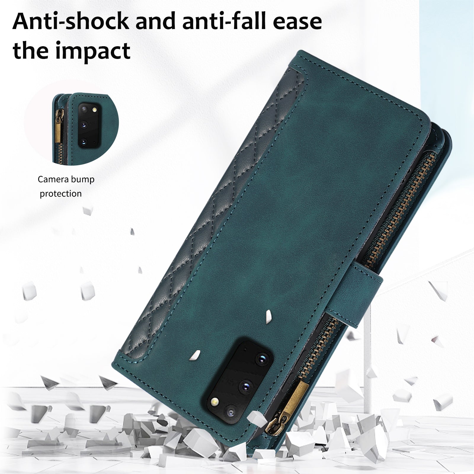 For Samsung Galaxy S20 FE 2022 / S20 FE 5G / S20 FE / S20 Lite 5G Magnetic Phone Case Leather+TPU 9 Card Slots Cover - Green