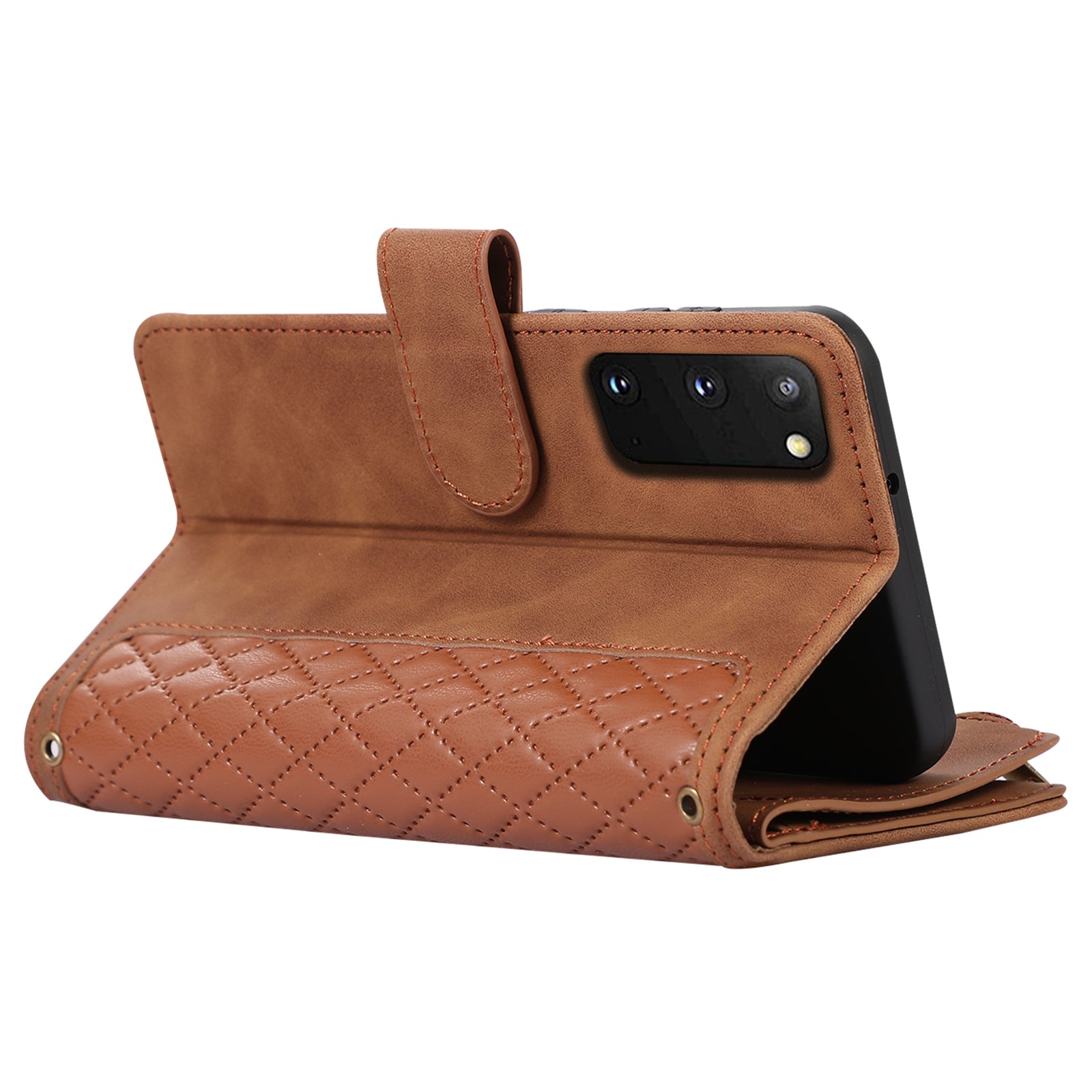 For Samsung Galaxy S20 FE 2022 / S20 FE 5G / S20 FE / S20 Lite 5G Magnetic Phone Case Leather+TPU 9 Card Slots Cover - Brown