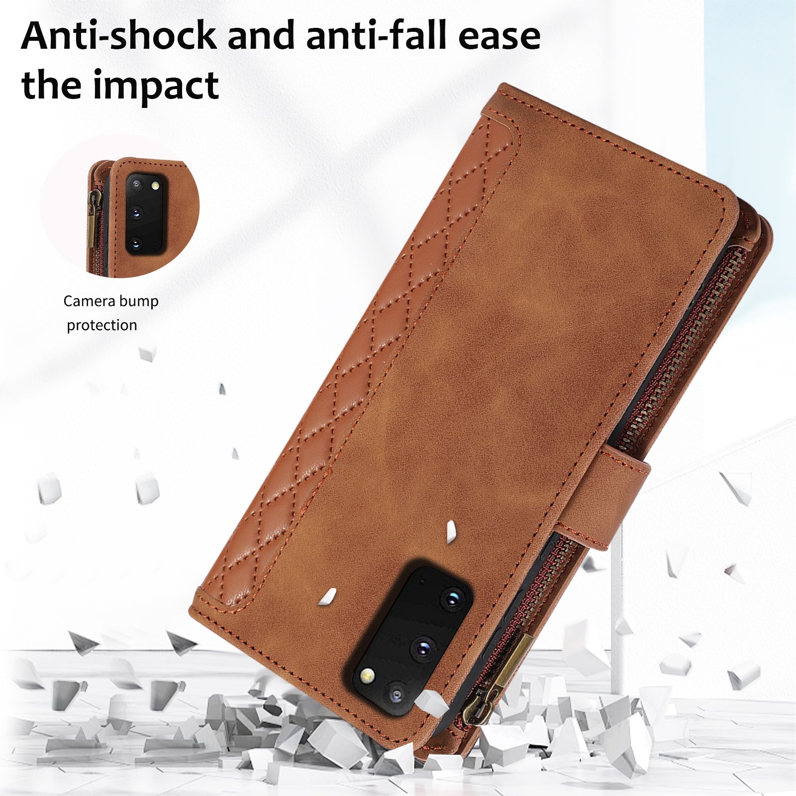 For Samsung Galaxy S20 FE 2022 / S20 FE 5G / S20 FE / S20 Lite 5G Magnetic Phone Case Leather+TPU 9 Card Slots Cover - Brown