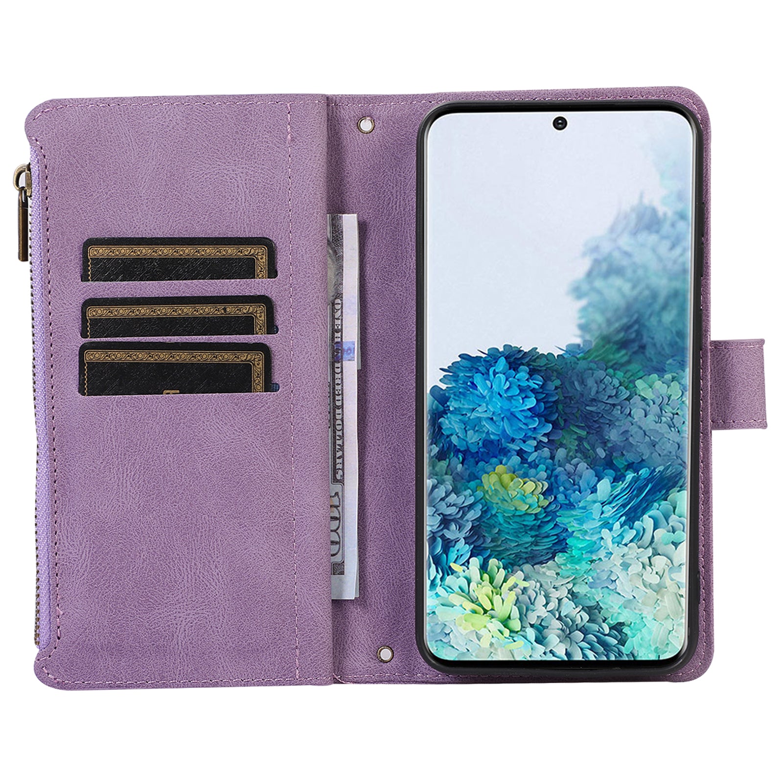 For Samsung Galaxy S20 FE 2022 / S20 FE 5G / S20 FE / S20 Lite 5G Magnetic Phone Case Leather+TPU 9 Card Slots Cover - Purple