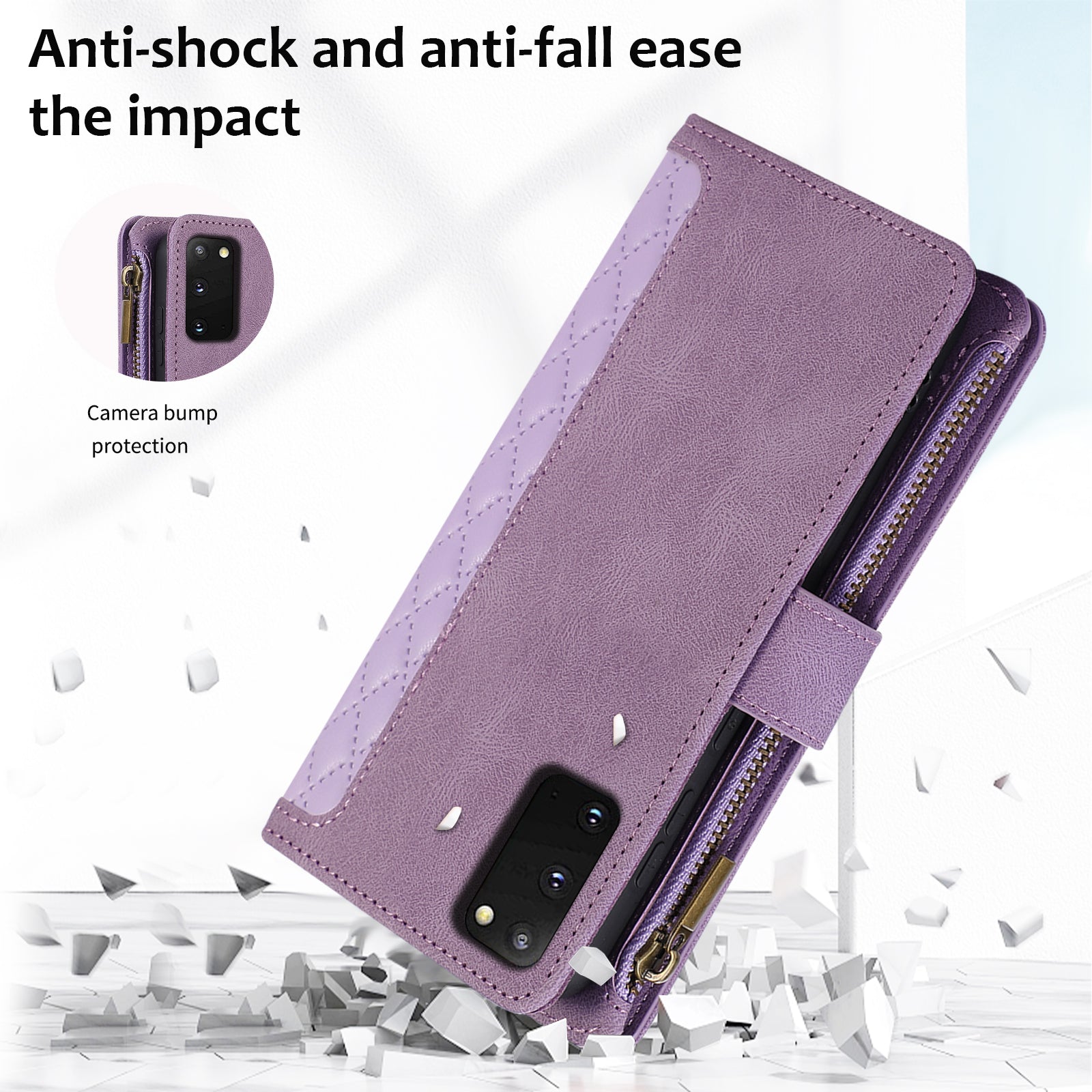 For Samsung Galaxy S20 FE 2022 / S20 FE 5G / S20 FE / S20 Lite 5G Magnetic Phone Case Leather+TPU 9 Card Slots Cover - Purple